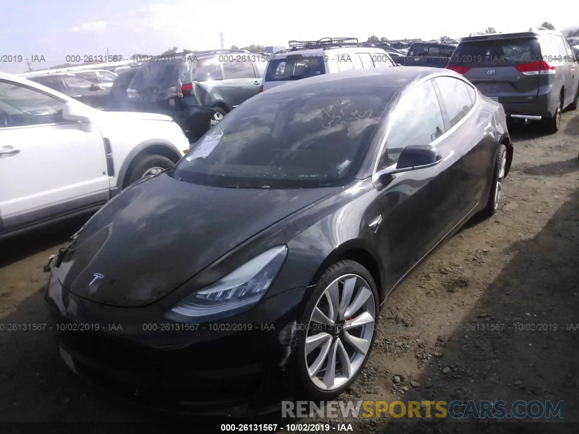 2 Photograph of a damaged car 5YJ3E1EB3KF237259 TESLA MODEL 3 2019