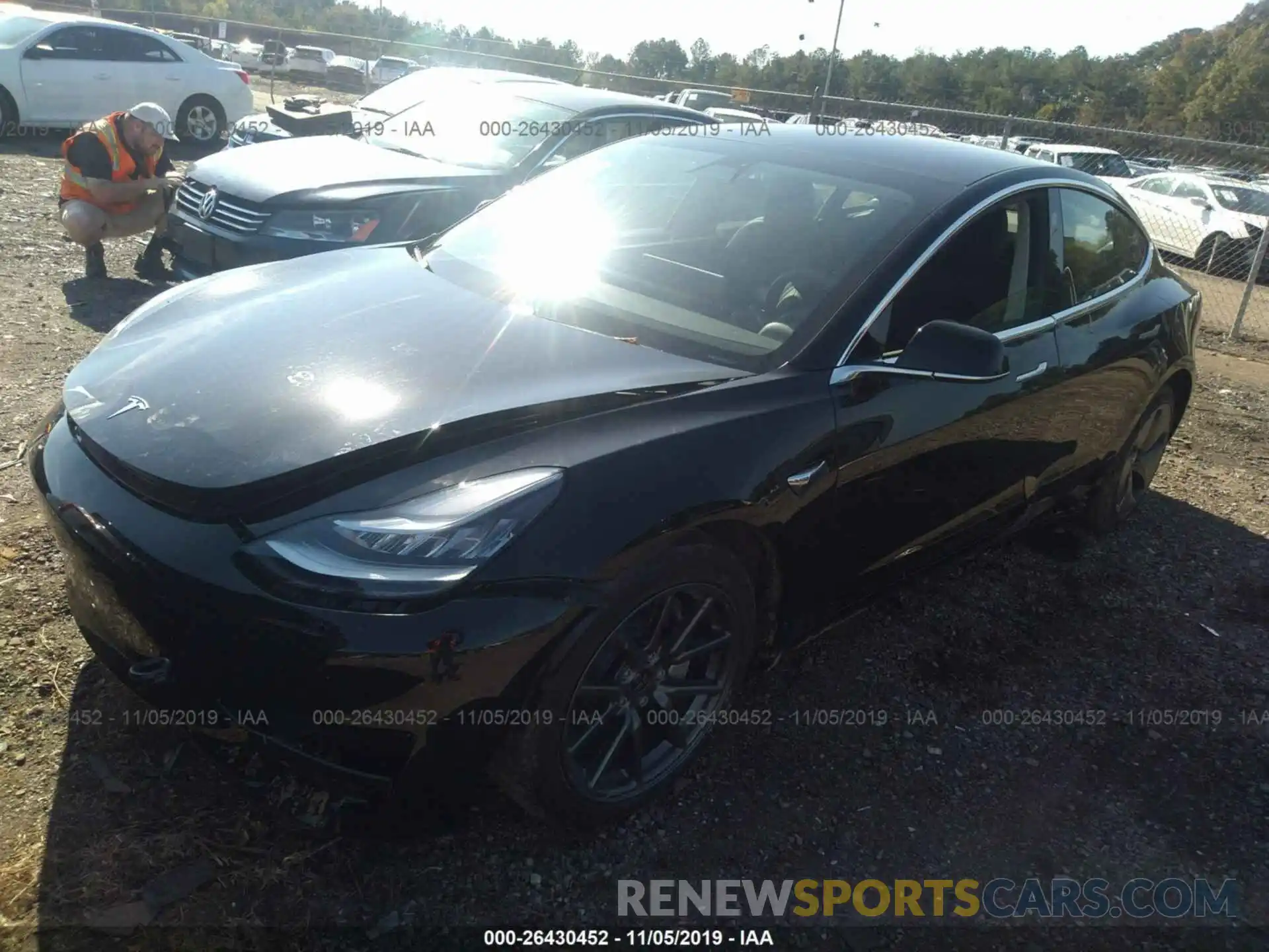 2 Photograph of a damaged car 5YJ3E1EB3KF384634 TESLA MODEL 3 2019