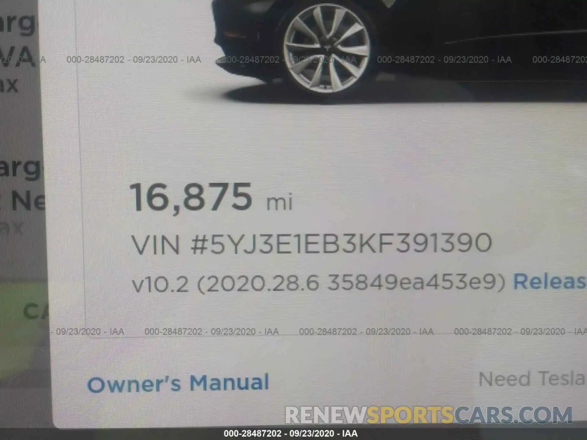 7 Photograph of a damaged car 5YJ3E1EB3KF391390 TESLA MODEL 3 2019