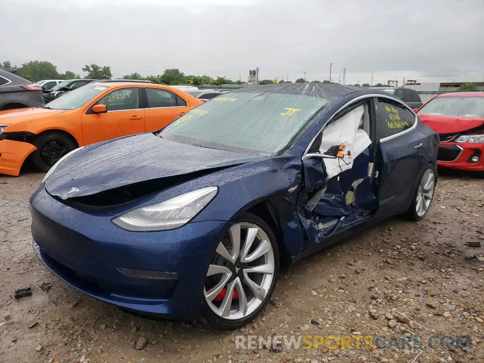 2 Photograph of a damaged car 5YJ3E1EB3KF393088 TESLA MODEL 3 2019