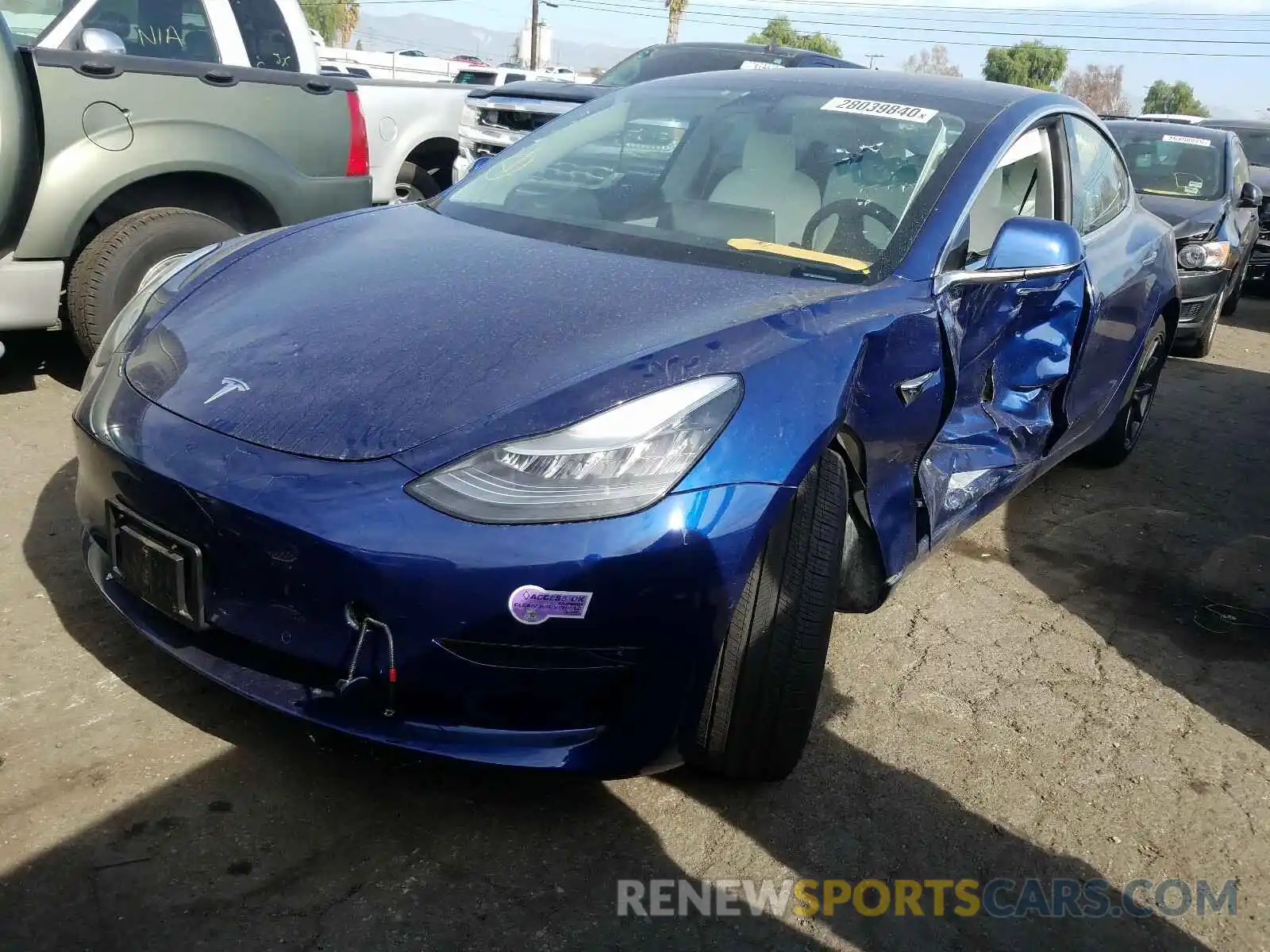 2 Photograph of a damaged car 5YJ3E1EB3KF407278 TESLA MODEL 3 2019