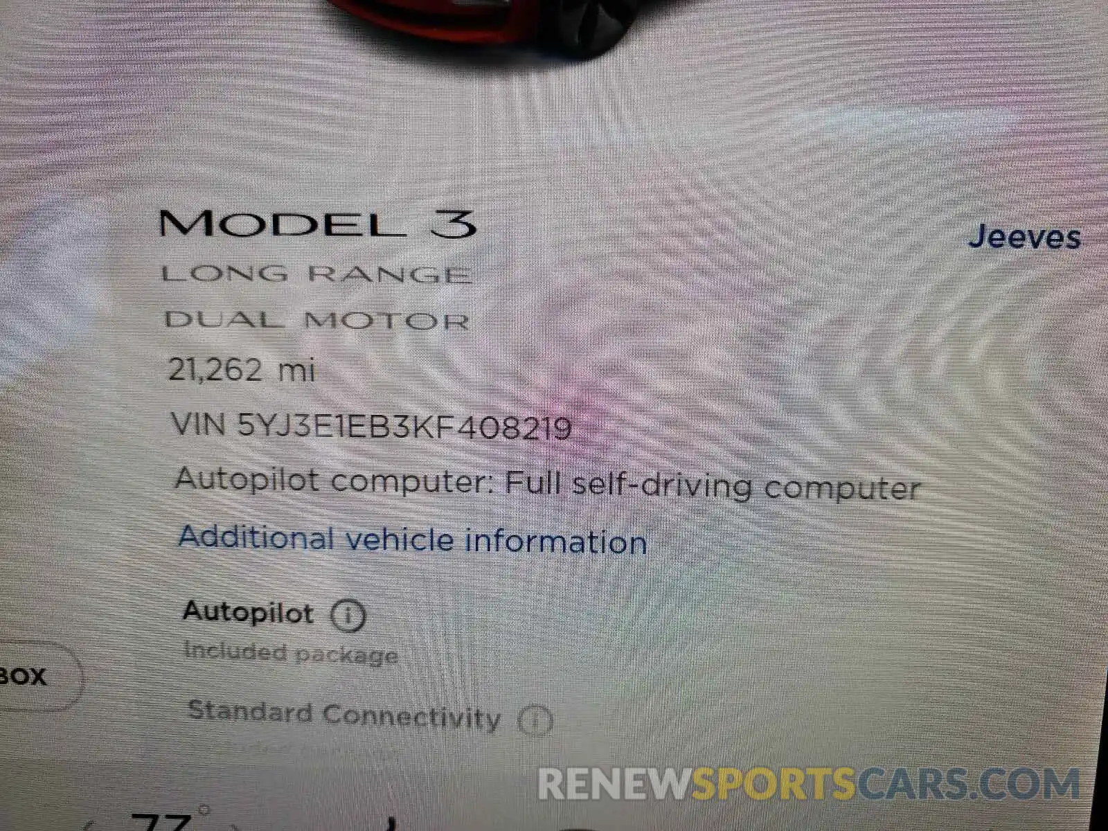 8 Photograph of a damaged car 5YJ3E1EB3KF408219 TESLA MODEL 3 2019