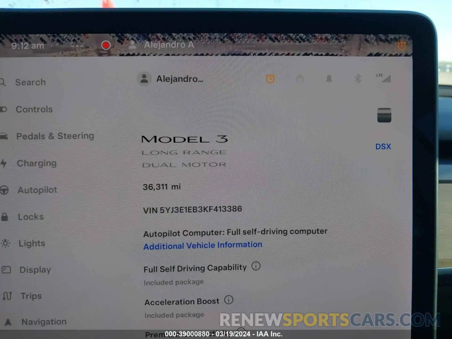 14 Photograph of a damaged car 5YJ3E1EB3KF413386 TESLA MODEL 3 2019