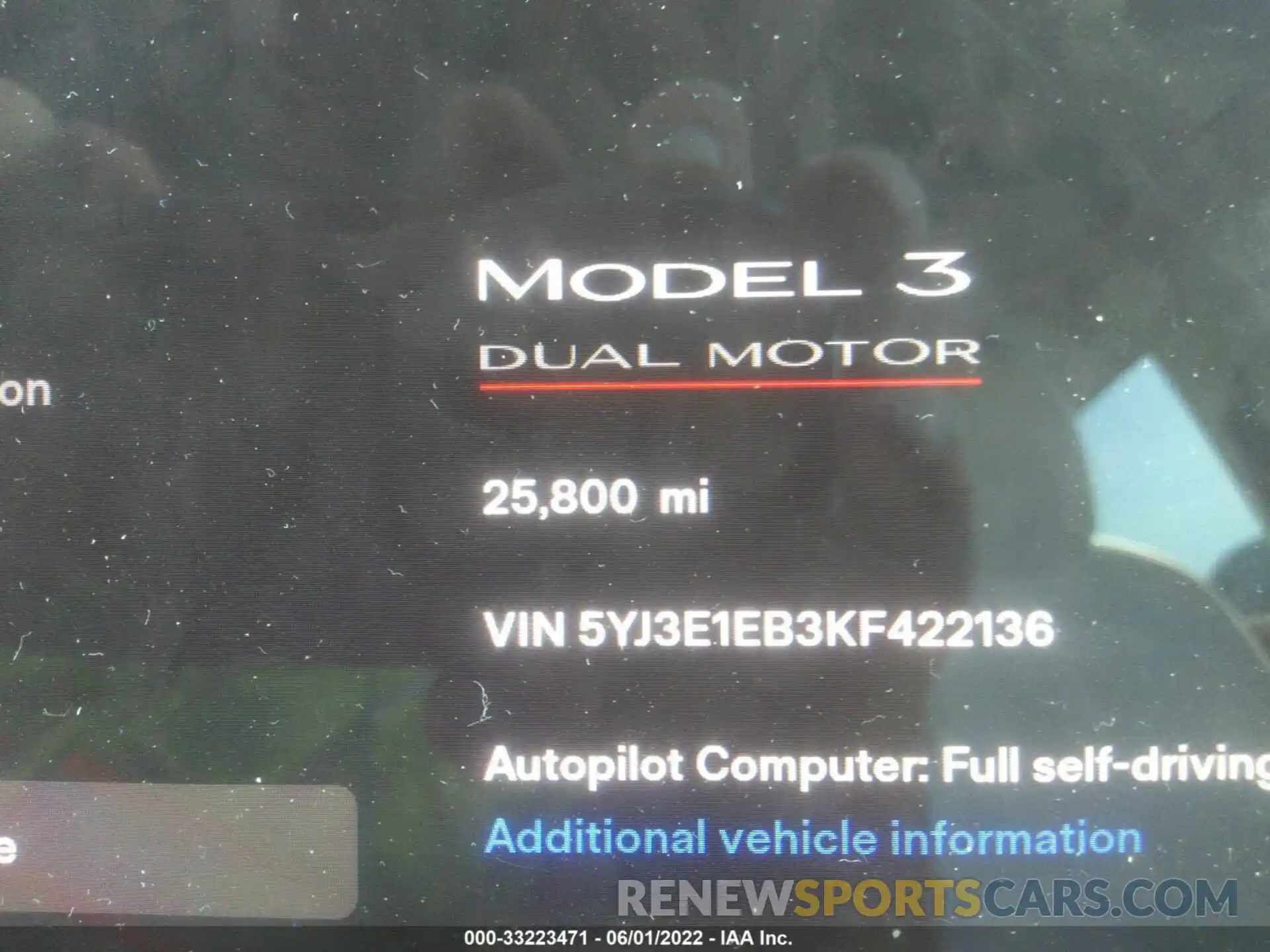 7 Photograph of a damaged car 5YJ3E1EB3KF422136 TESLA MODEL 3 2019