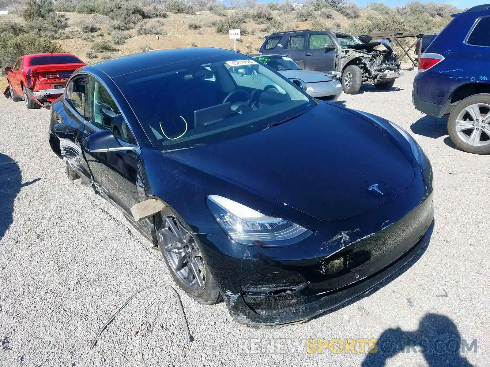 1 Photograph of a damaged car 5YJ3E1EB3KF451698 TESLA MODEL 3 2019