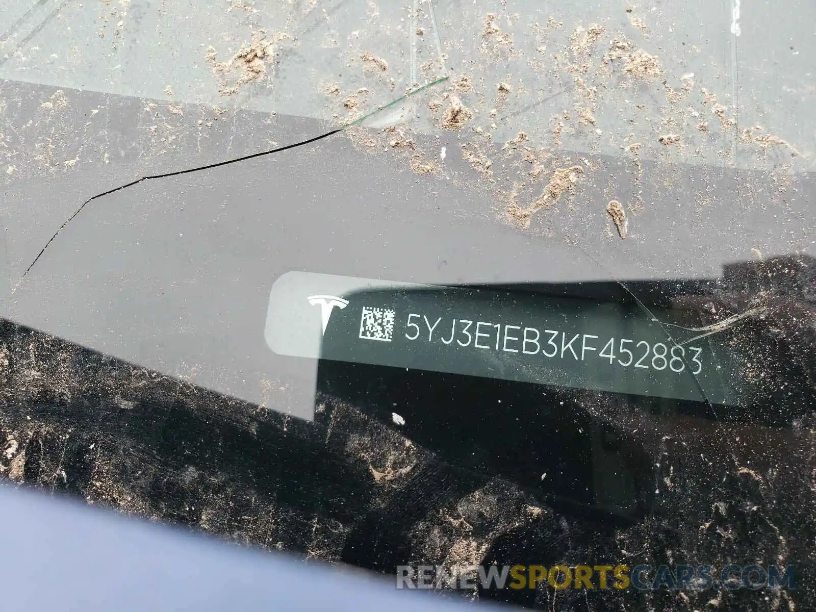 10 Photograph of a damaged car 5YJ3E1EB3KF452883 TESLA MODEL 3 2019