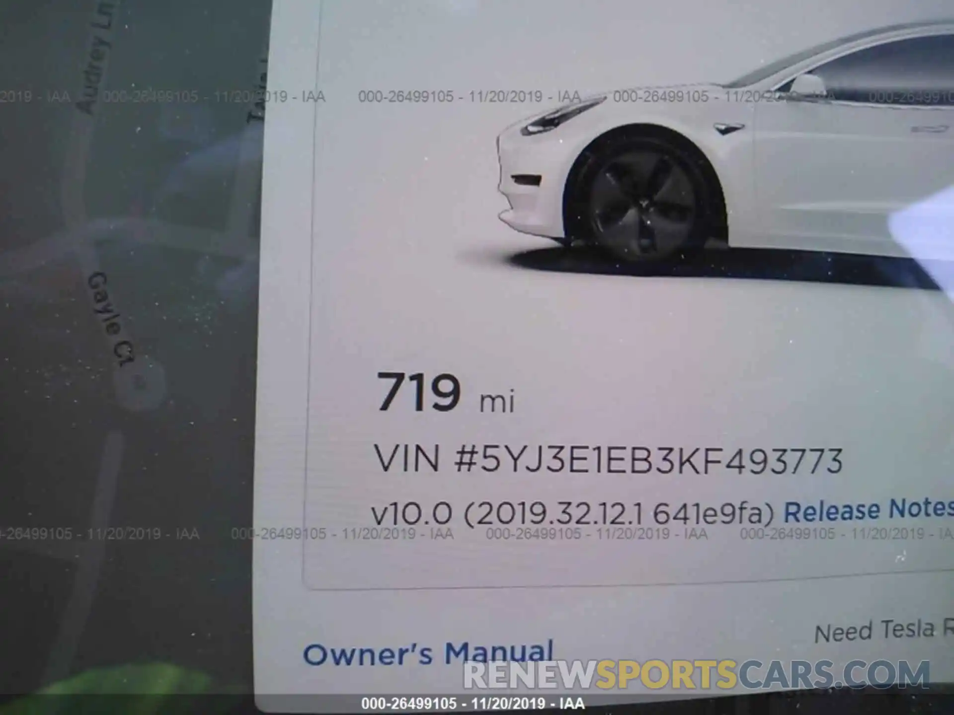 7 Фотография поврежденного автомобиля 5YJ3E1EB3KF493773 TESLA MODEL 3 2019