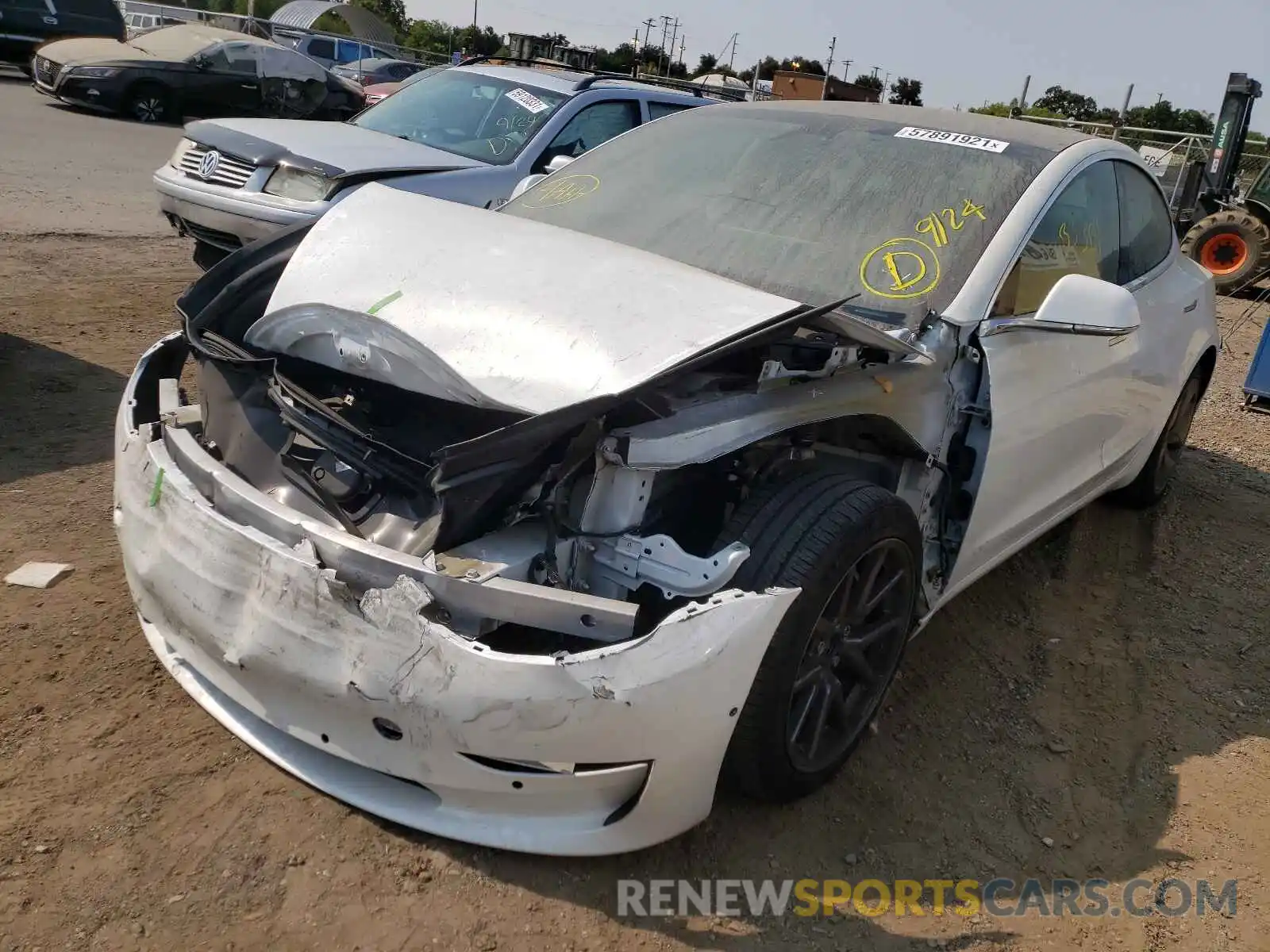 2 Photograph of a damaged car 5YJ3E1EB3KF511060 TESLA MODEL 3 2019