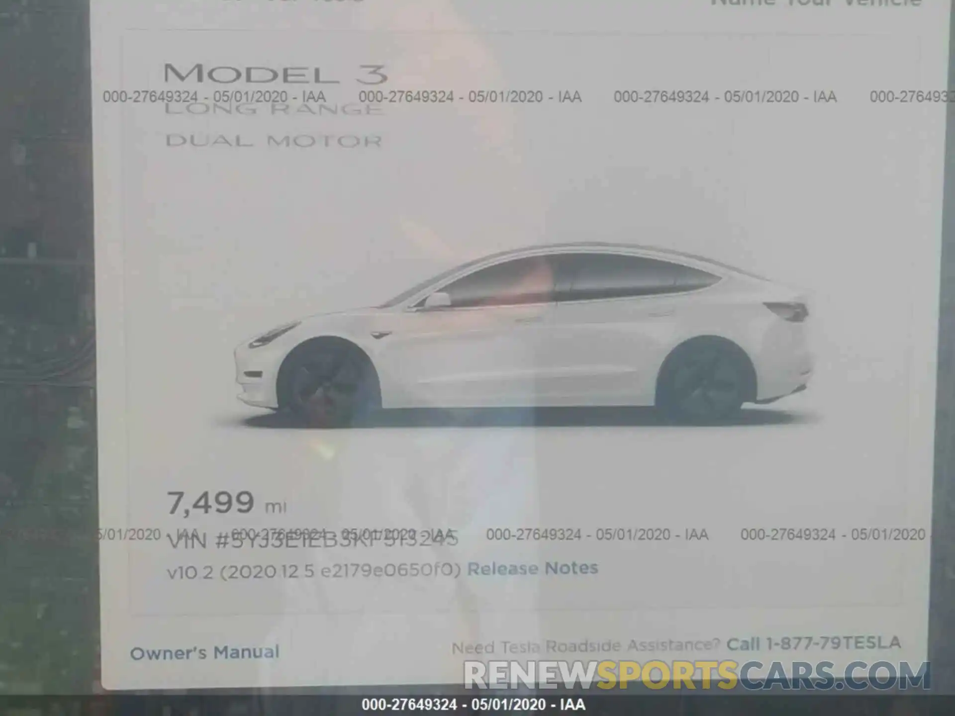 7 Photograph of a damaged car 5YJ3E1EB3KF513245 TESLA MODEL 3 2019