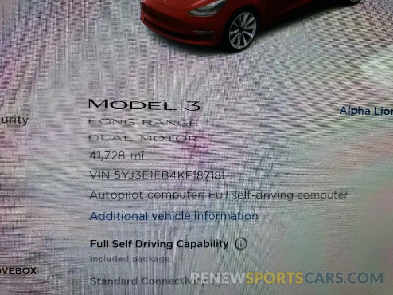 8 Photograph of a damaged car 5YJ3E1EB4KF187181 TESLA MODEL 3 2019