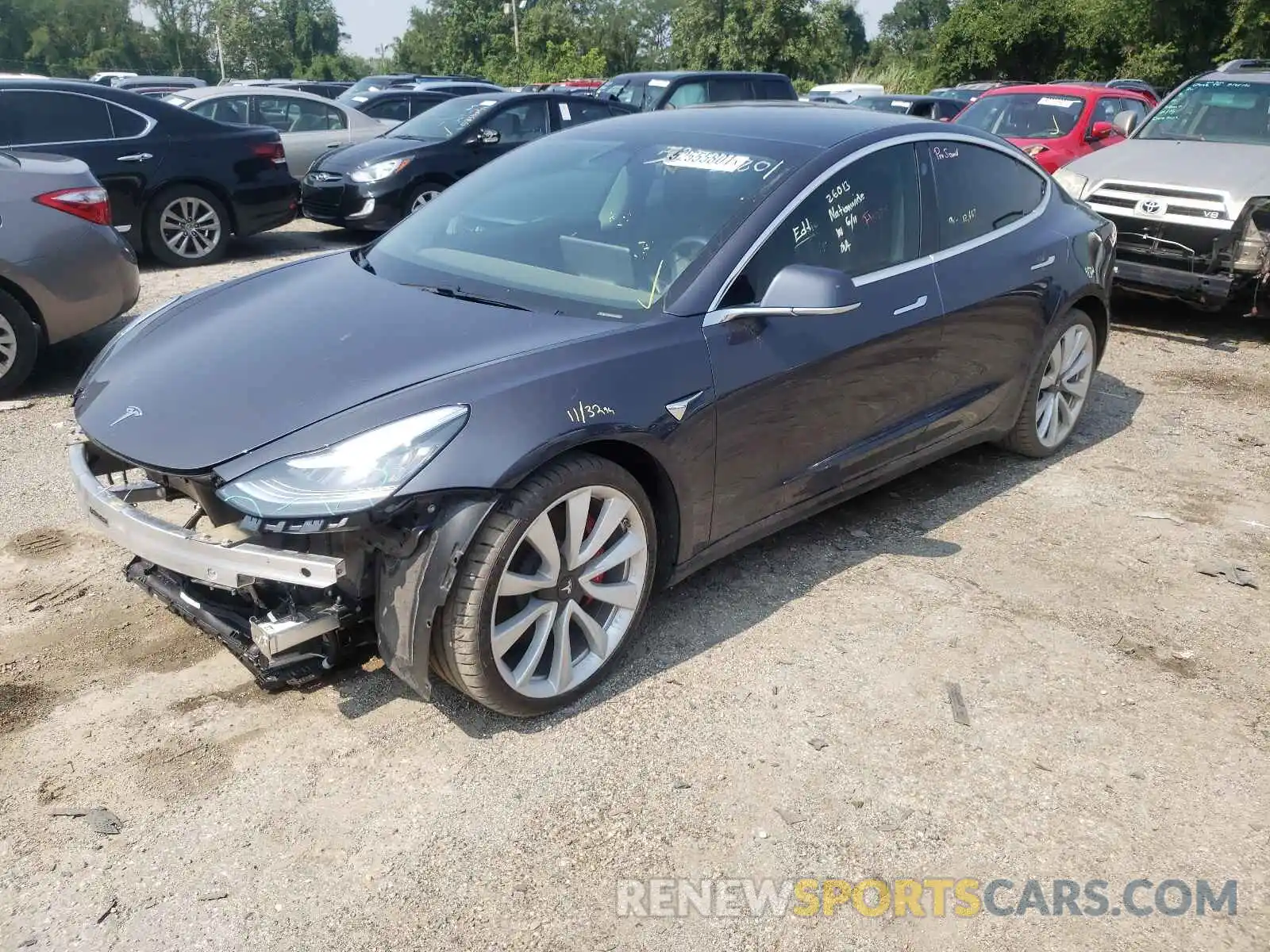 2 Photograph of a damaged car 5YJ3E1EB4KF237576 TESLA MODEL 3 2019