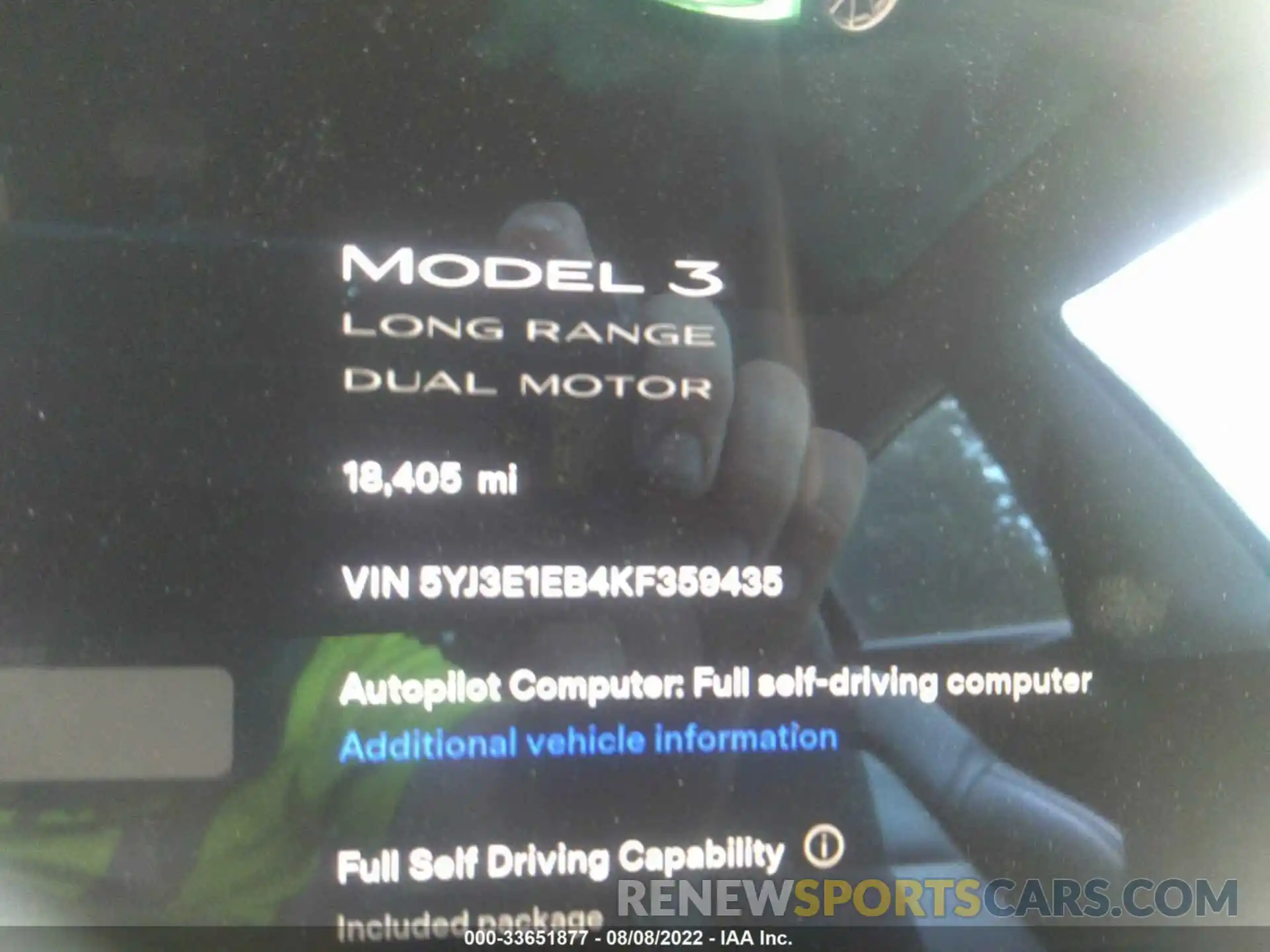 7 Photograph of a damaged car 5YJ3E1EB4KF359435 TESLA MODEL 3 2019