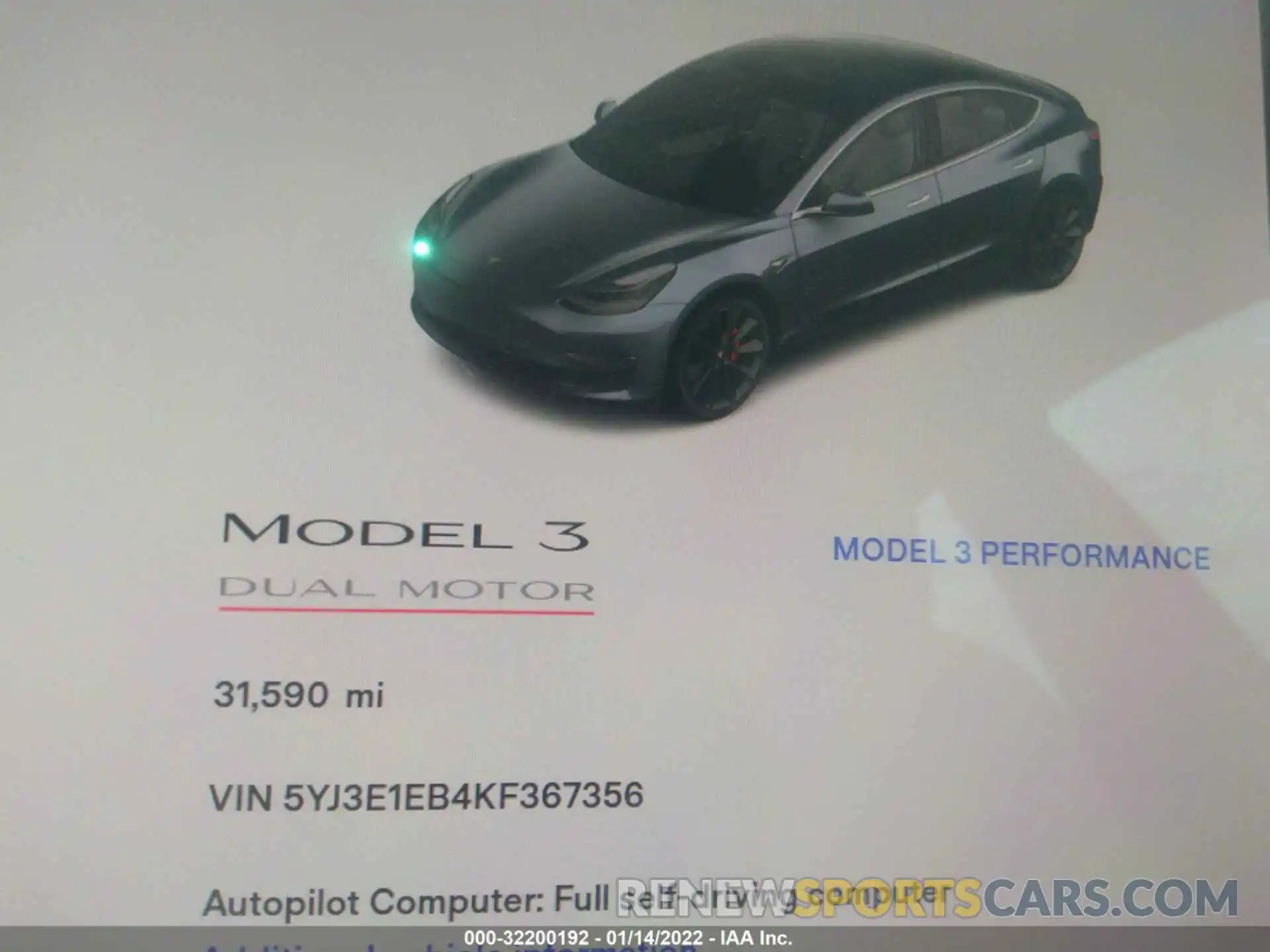 7 Фотография поврежденного автомобиля 5YJ3E1EB4KF367356 TESLA MODEL 3 2019