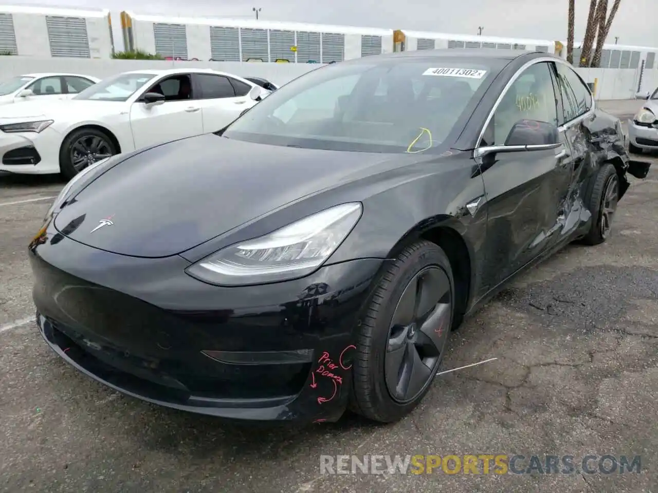 2 Photograph of a damaged car 5YJ3E1EB4KF384433 TESLA MODEL 3 2019