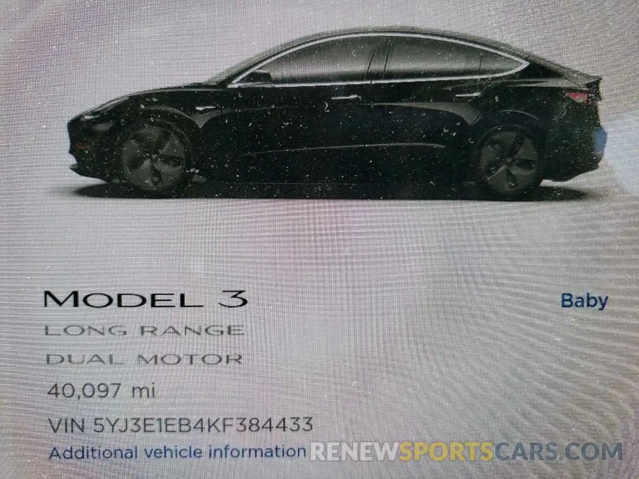 8 Photograph of a damaged car 5YJ3E1EB4KF384433 TESLA MODEL 3 2019