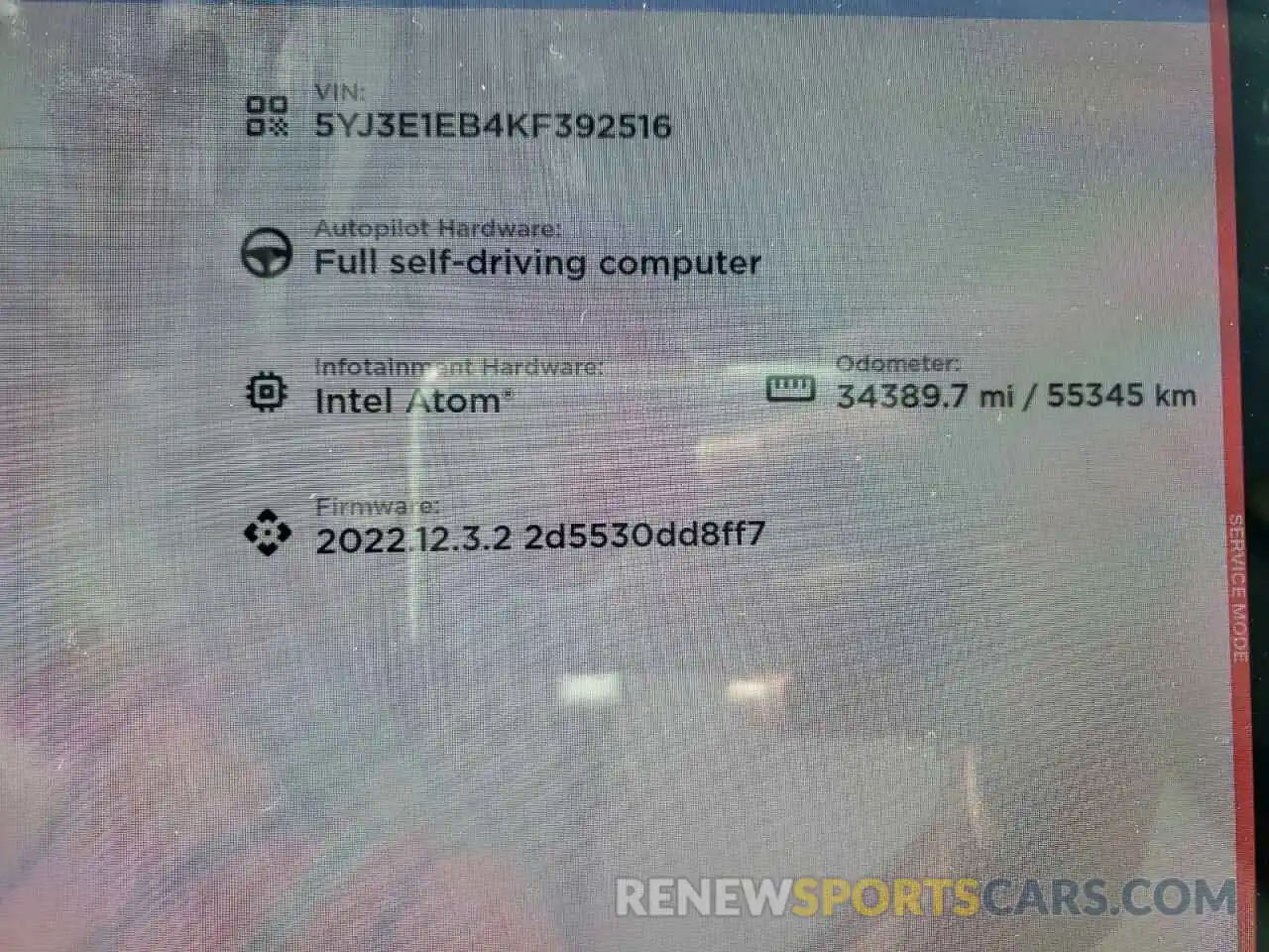 8 Photograph of a damaged car 5YJ3E1EB4KF392516 TESLA MODEL 3 2019