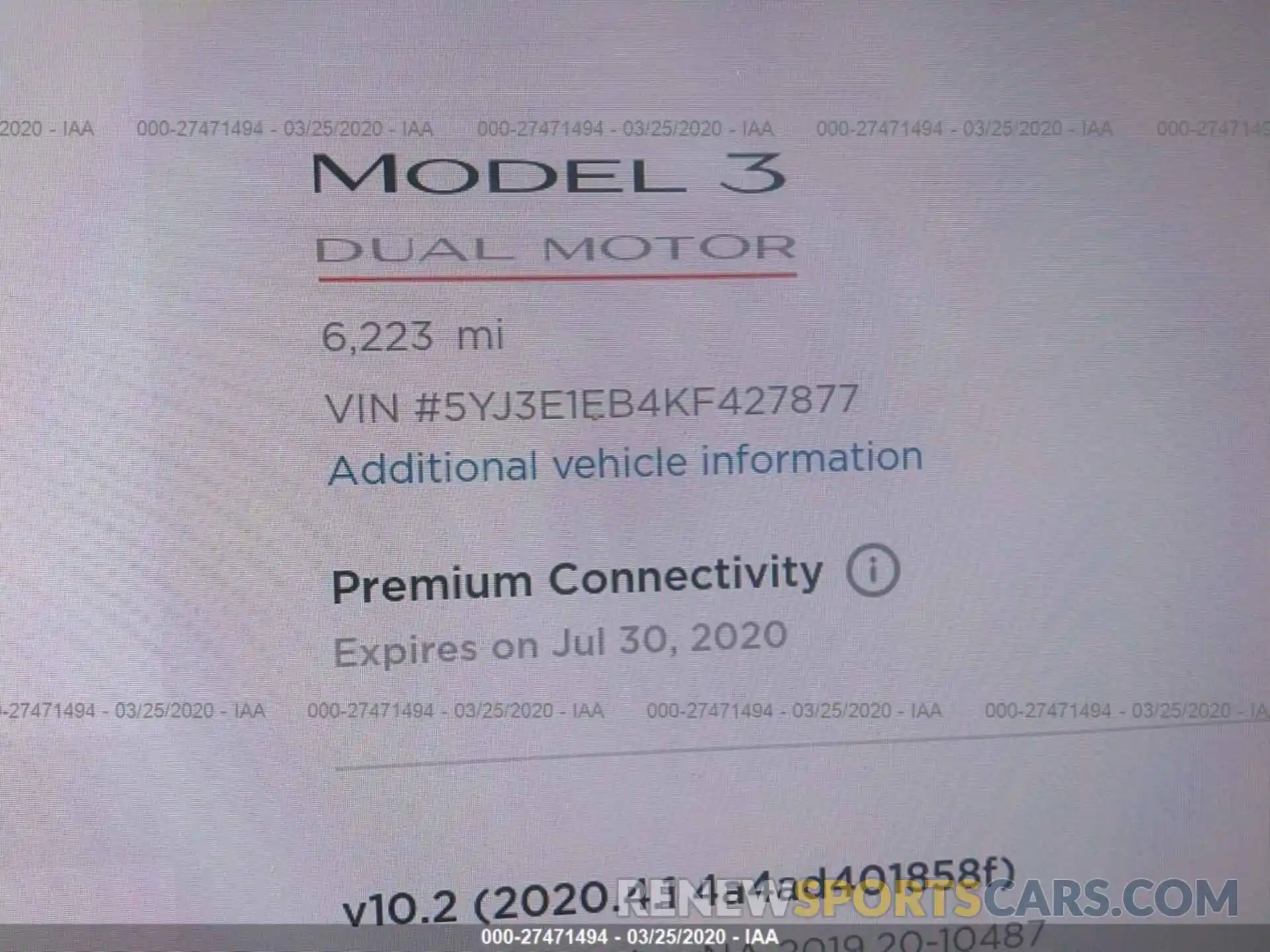 7 Photograph of a damaged car 5YJ3E1EB4KF427877 TESLA MODEL 3 2019