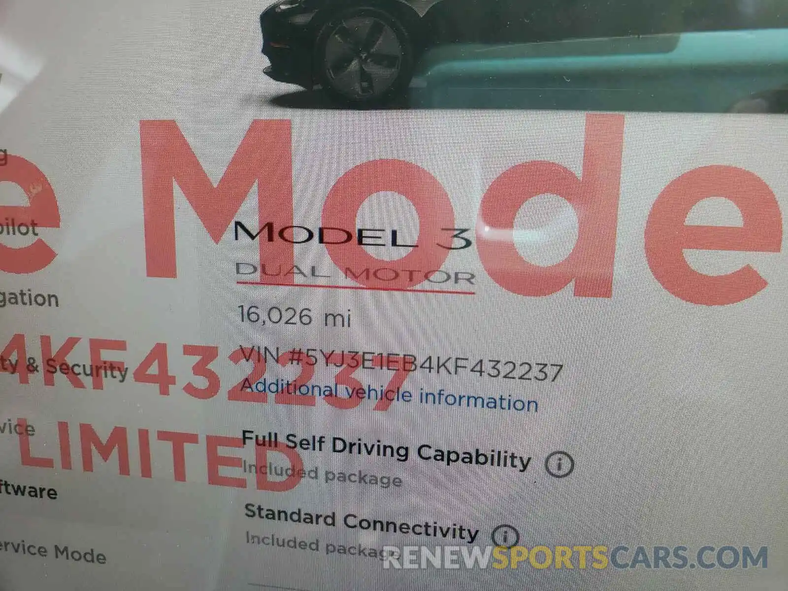 8 Photograph of a damaged car 5YJ3E1EB4KF432237 TESLA MODEL 3 2019