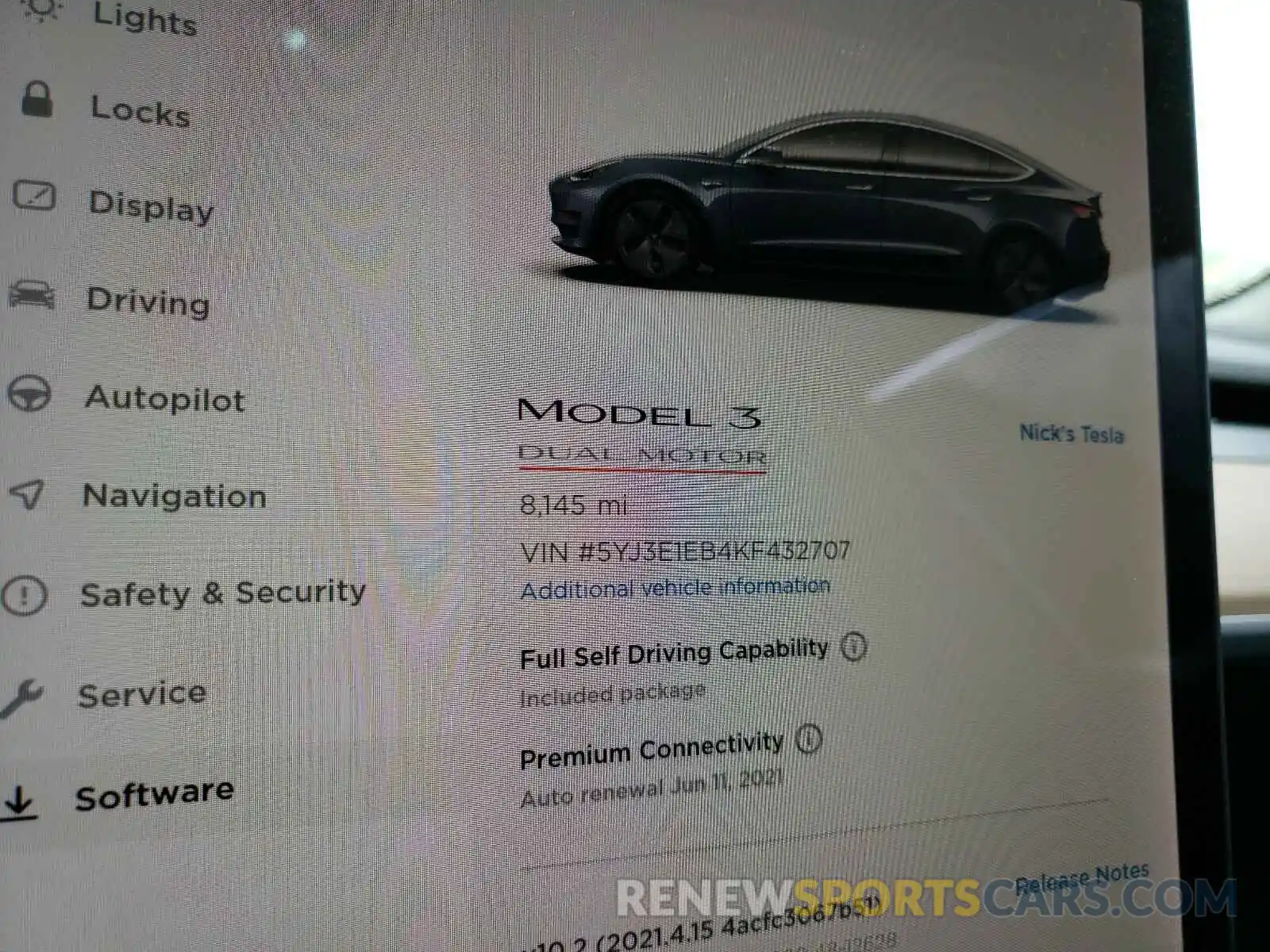 8 Photograph of a damaged car 5YJ3E1EB4KF432707 TESLA MODEL 3 2019