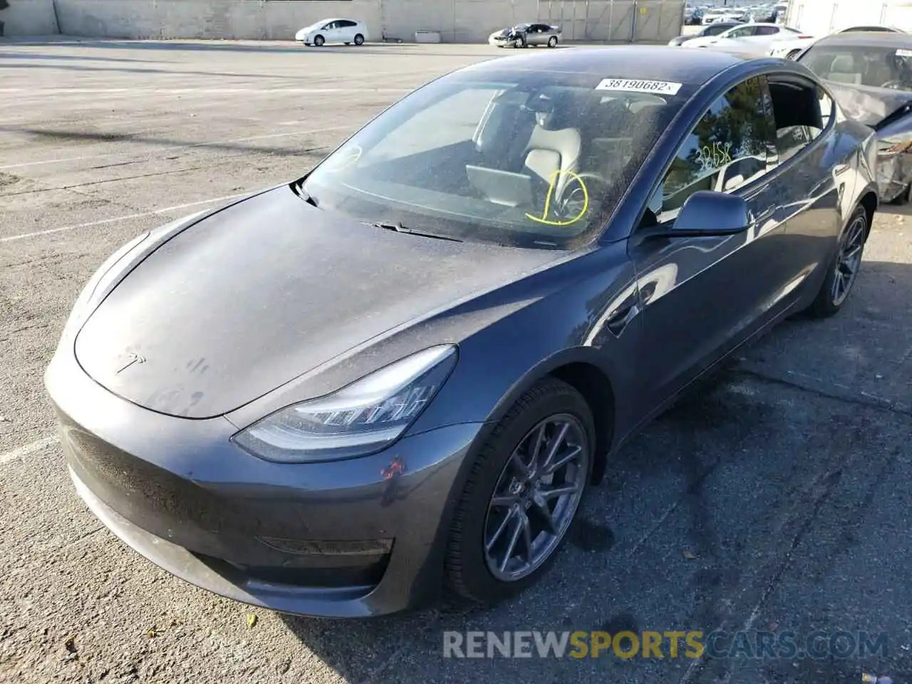 2 Photograph of a damaged car 5YJ3E1EB4KF440452 TESLA MODEL 3 2019