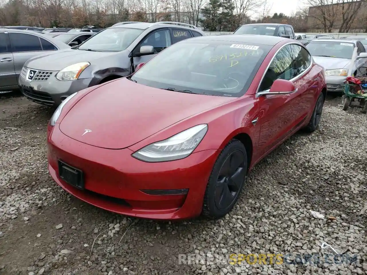 2 Photograph of a damaged car 5YJ3E1EB4KF452505 TESLA MODEL 3 2019