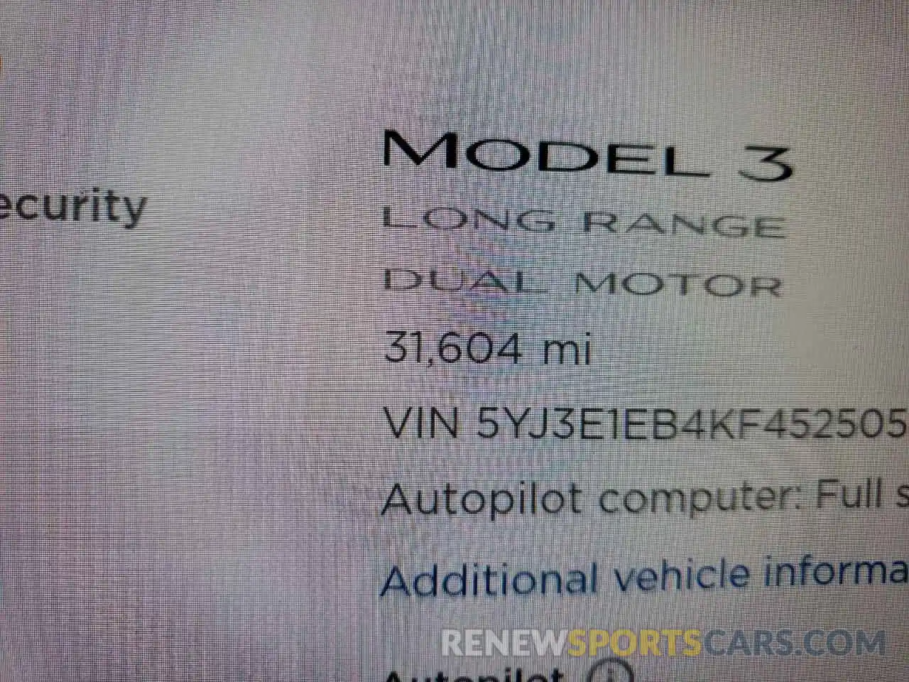 8 Фотография поврежденного автомобиля 5YJ3E1EB4KF452505 TESLA MODEL 3 2019