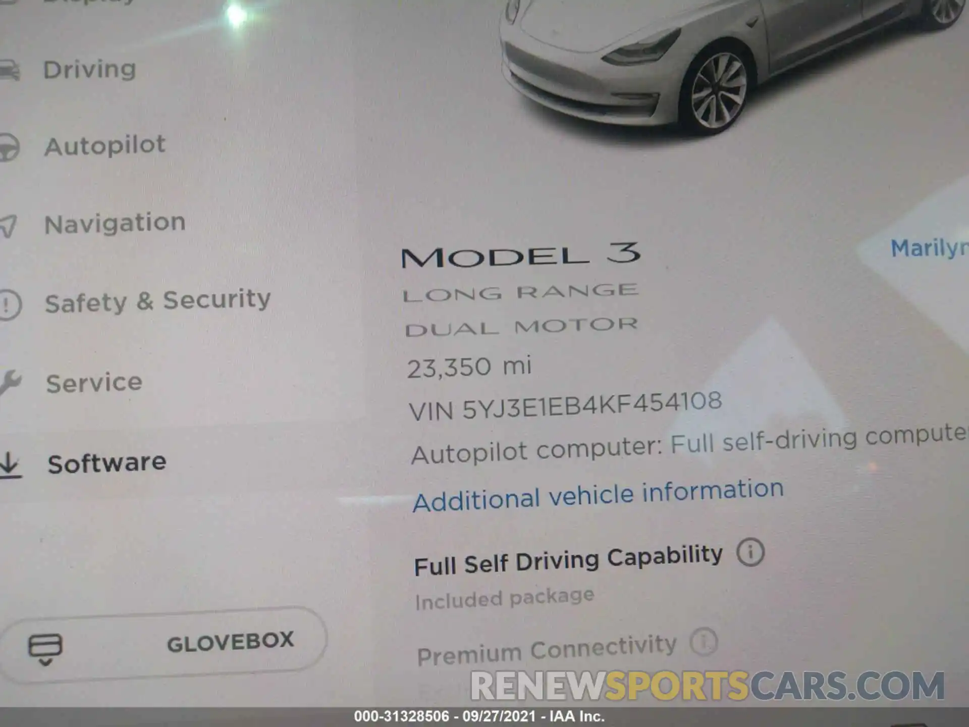 7 Photograph of a damaged car 5YJ3E1EB4KF454108 TESLA MODEL 3 2019