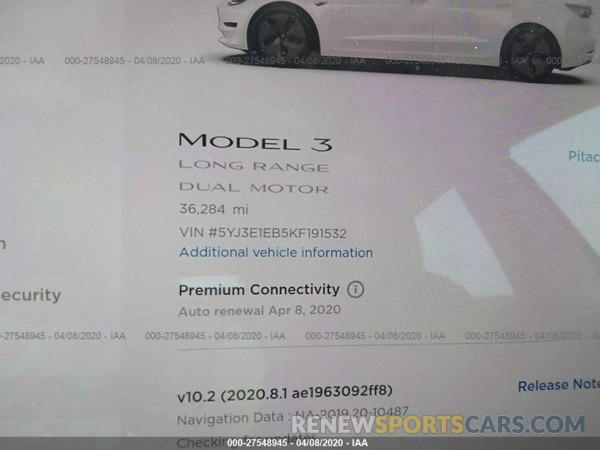 7 Photograph of a damaged car 5YJ3E1EB5KF191532 TESLA MODEL 3 2019