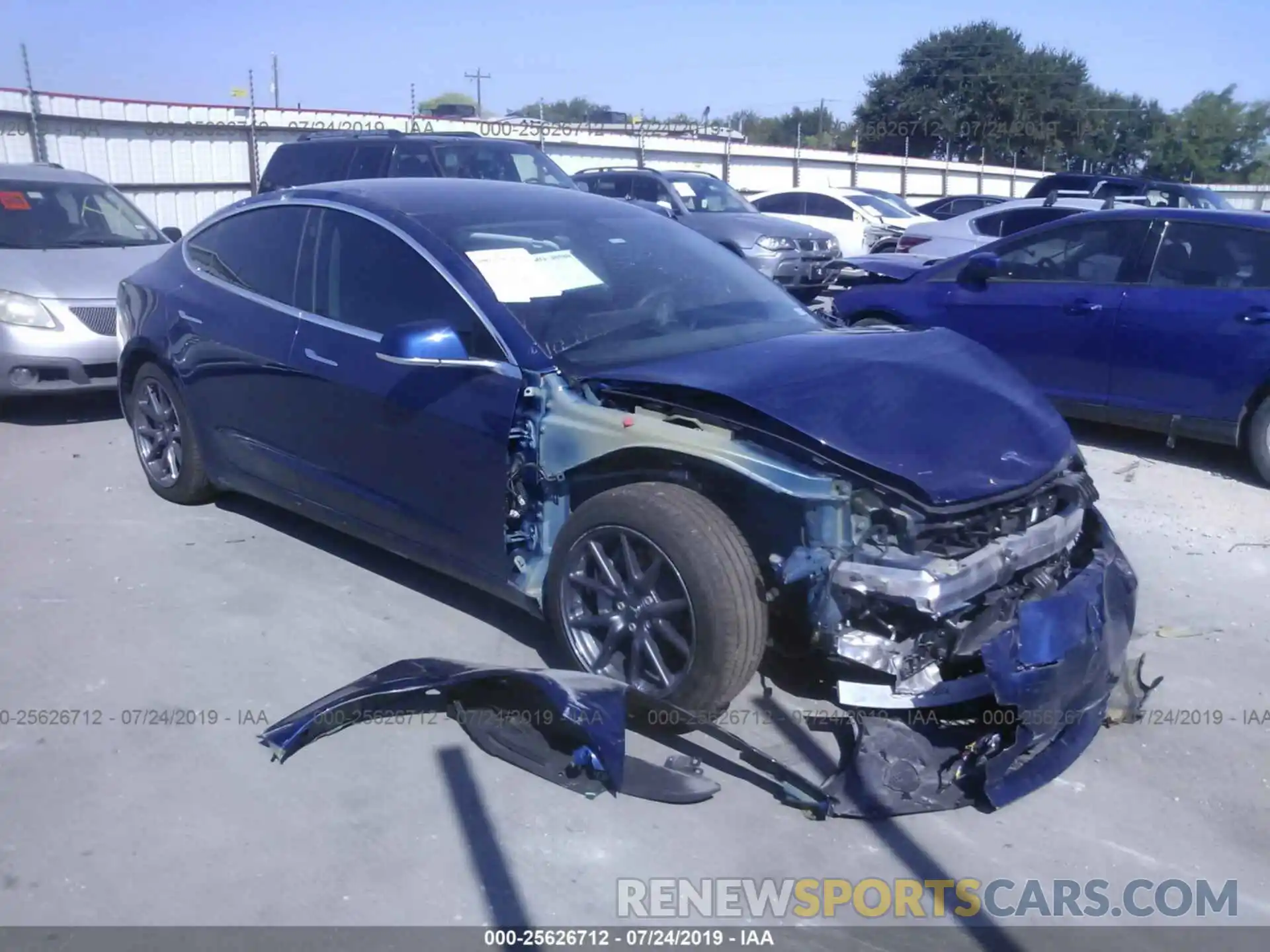 1 Photograph of a damaged car 5YJ3E1EB5KF193734 TESLA MODEL 3 2019