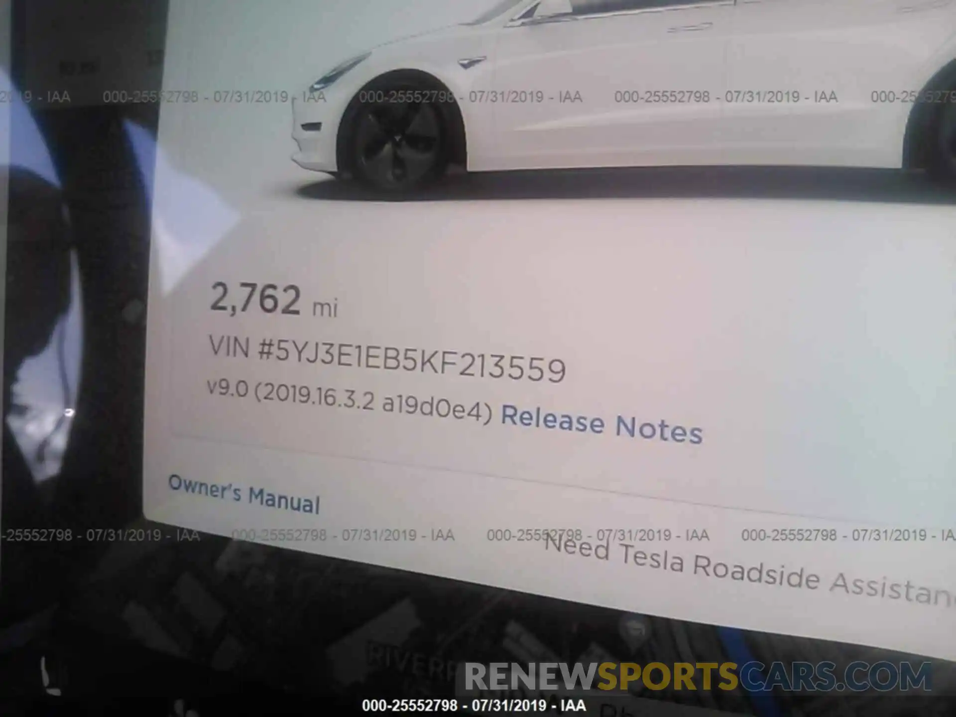 7 Photograph of a damaged car 5YJ3E1EB5KF213559 TESLA MODEL 3 2019