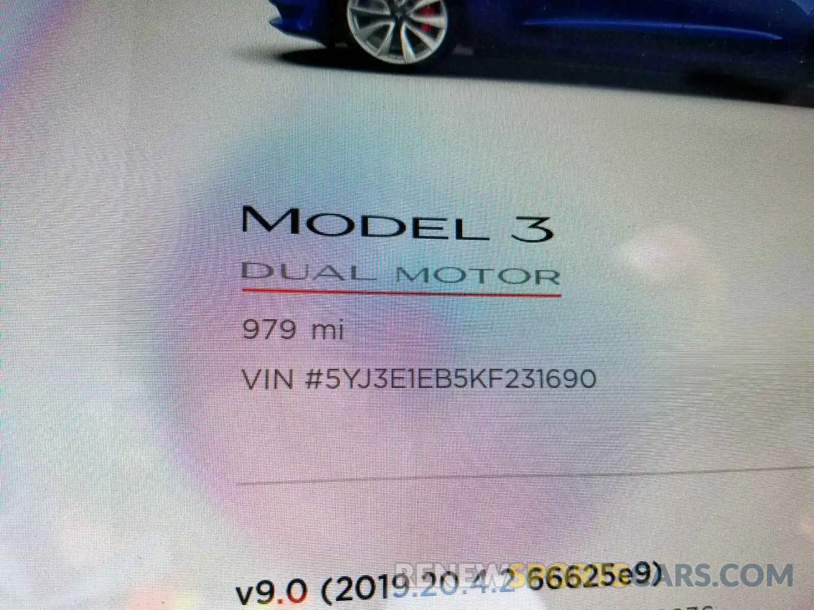 8 Фотография поврежденного автомобиля 5YJ3E1EB5KF231690 TESLA MODEL 3 2019