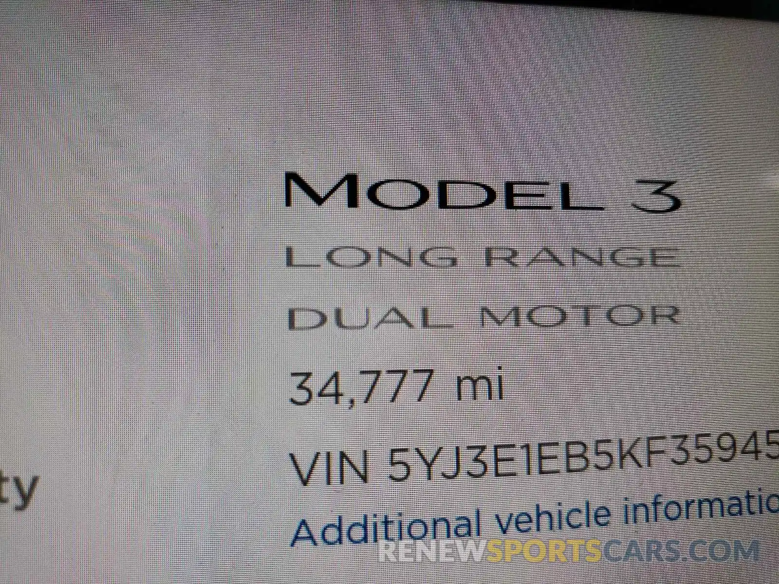 8 Photograph of a damaged car 5YJ3E1EB5KF359458 TESLA MODEL 3 2019