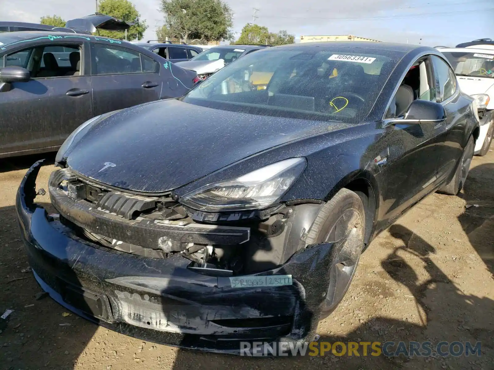 2 Photograph of a damaged car 5YJ3E1EB5KF385199 TESLA MODEL 3 2019