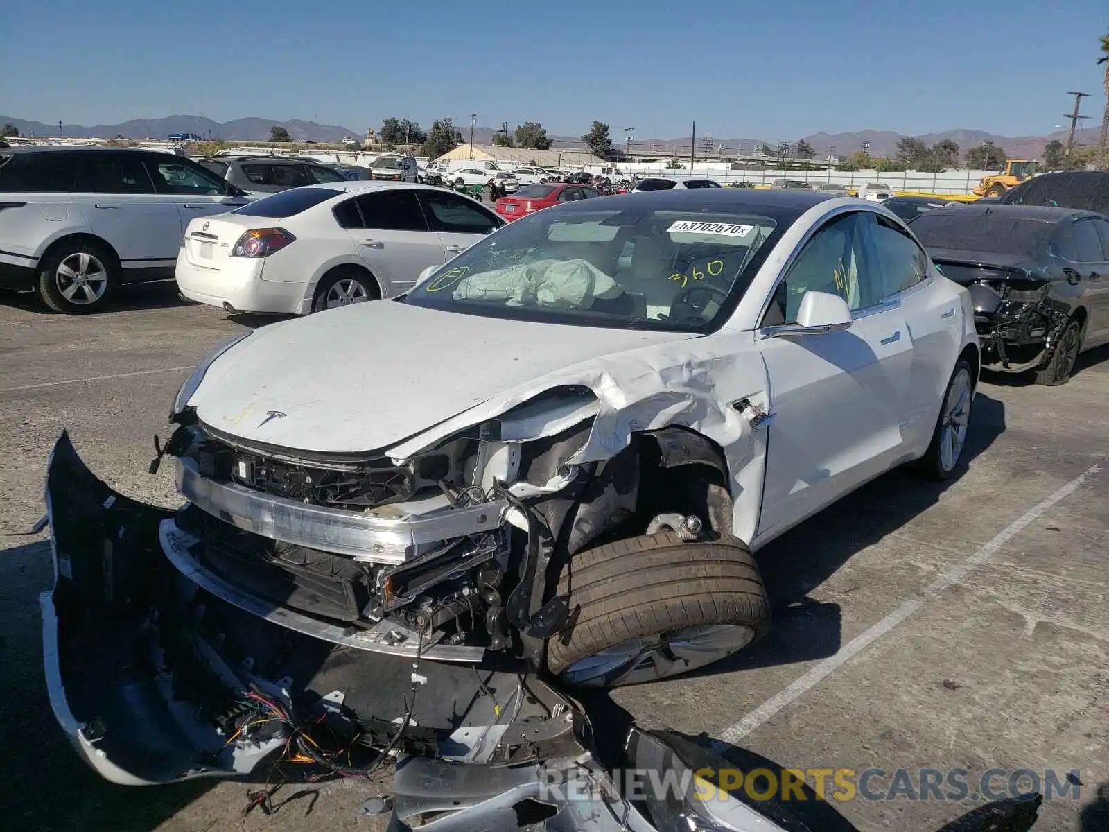 2 Photograph of a damaged car 5YJ3E1EB5KF407086 TESLA MODEL 3 2019