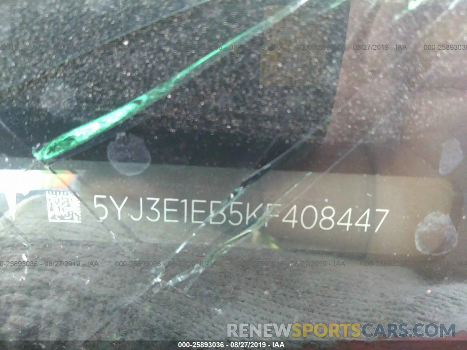 9 Photograph of a damaged car 5YJ3E1EB5KF408447 TESLA MODEL 3 2019