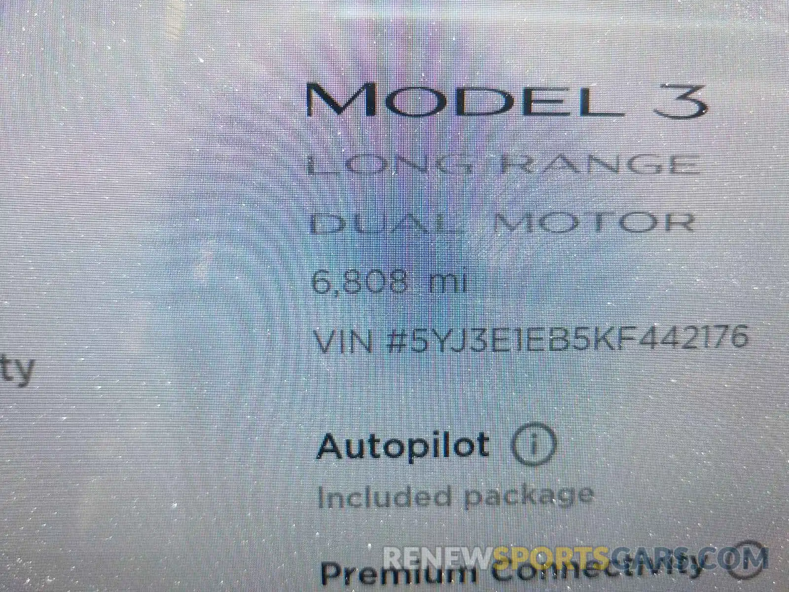 8 Фотография поврежденного автомобиля 5YJ3E1EB5KF442176 TESLA MODEL 3 2019