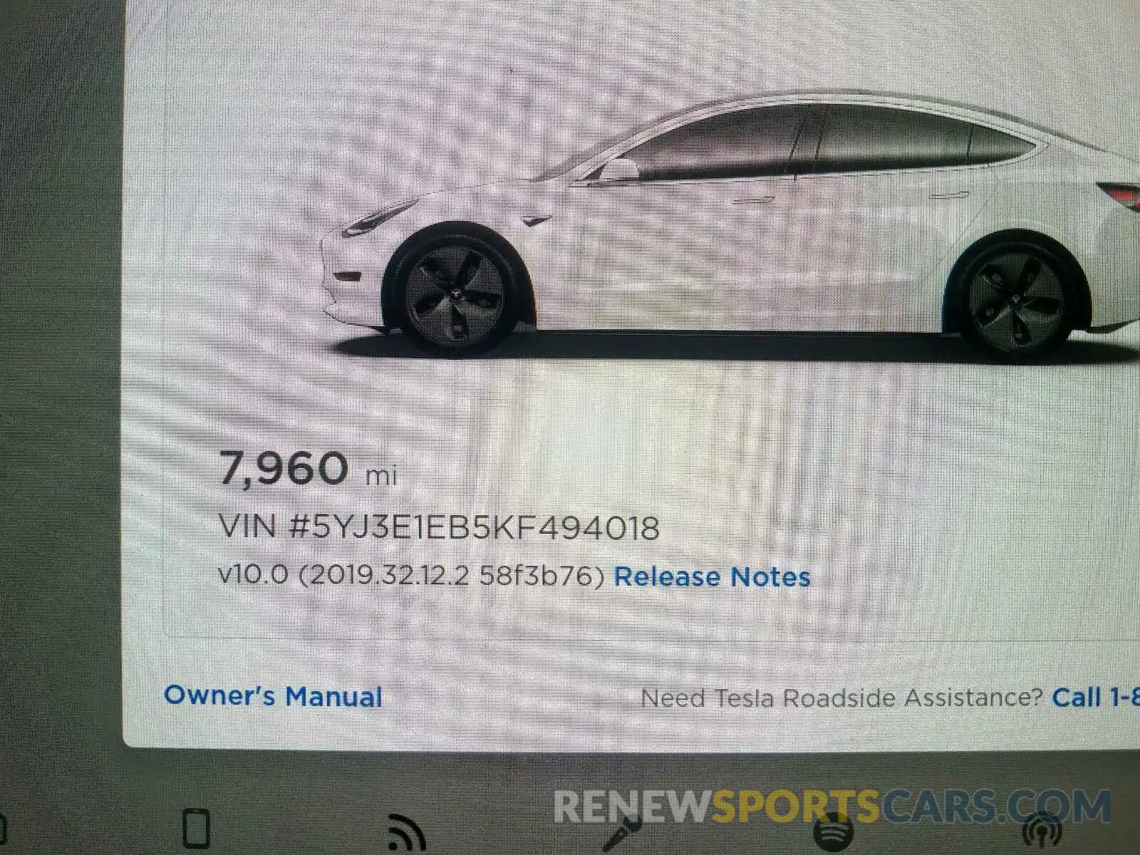 8 Photograph of a damaged car 5YJ3E1EB5KF494018 TESLA MODEL 3 2019