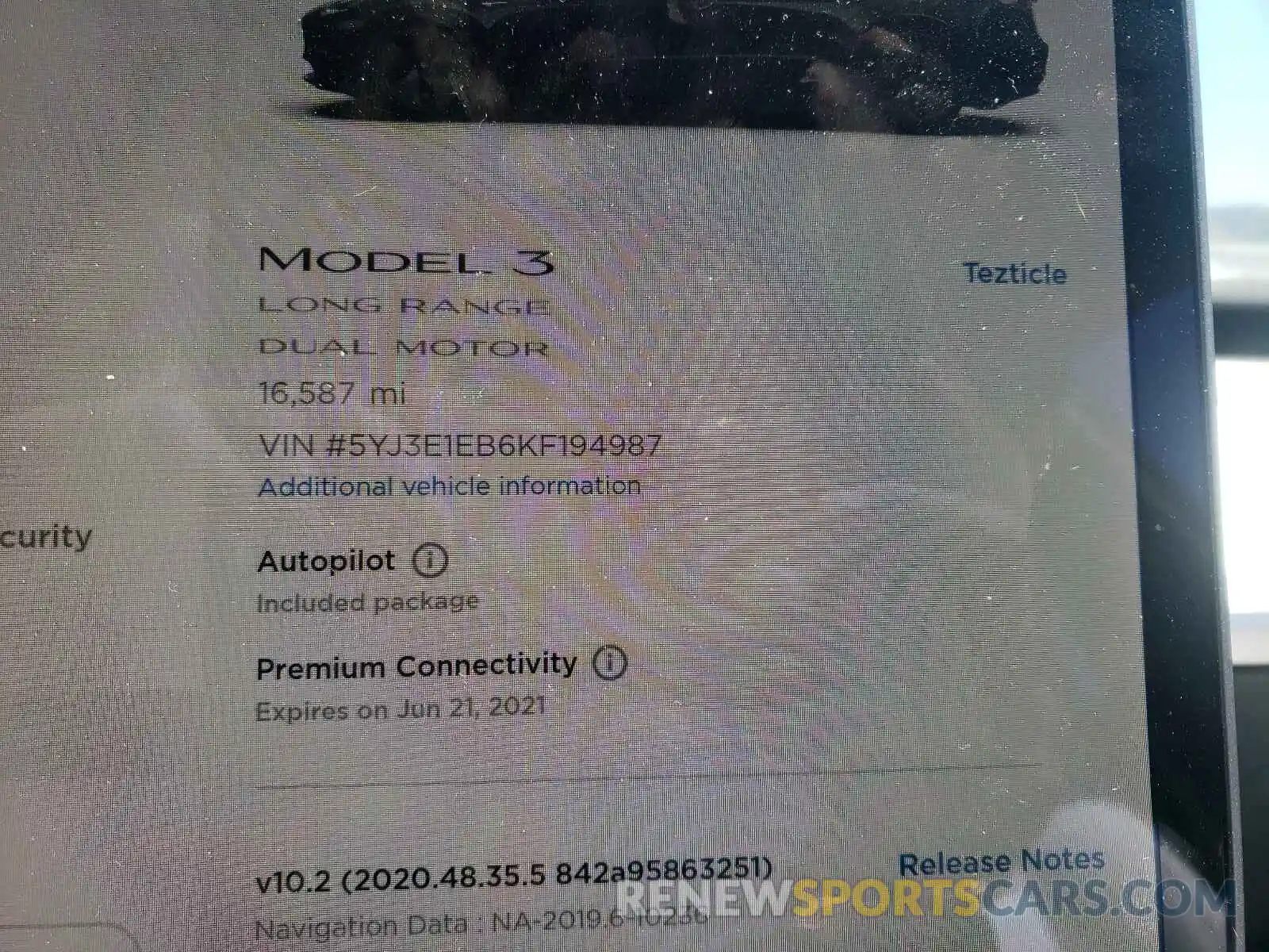 8 Photograph of a damaged car 5YJ3E1EB6KF194987 TESLA MODEL 3 2019