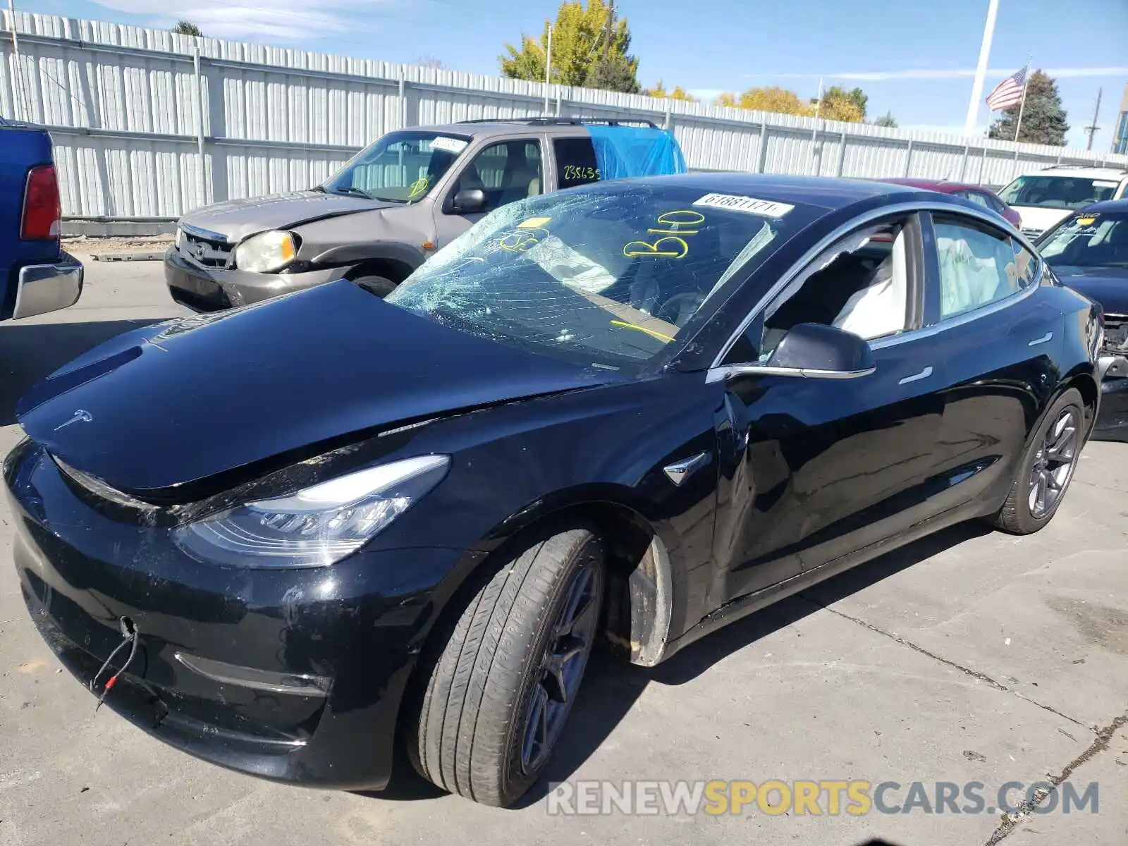 2 Photograph of a damaged car 5YJ3E1EB6KF198926 TESLA MODEL 3 2019