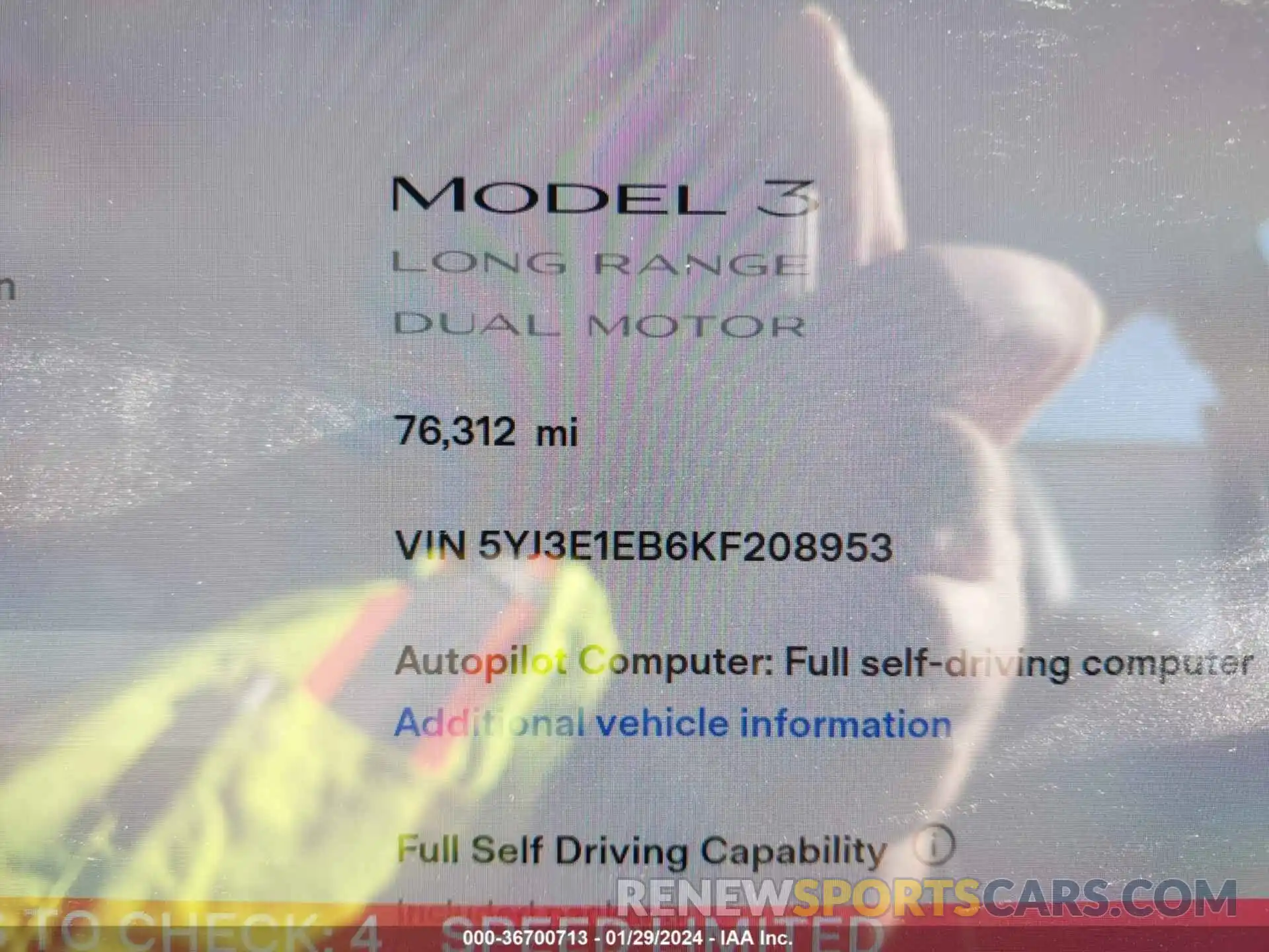 16 Photograph of a damaged car 5YJ3E1EB6KF208953 TESLA MODEL 3 2019