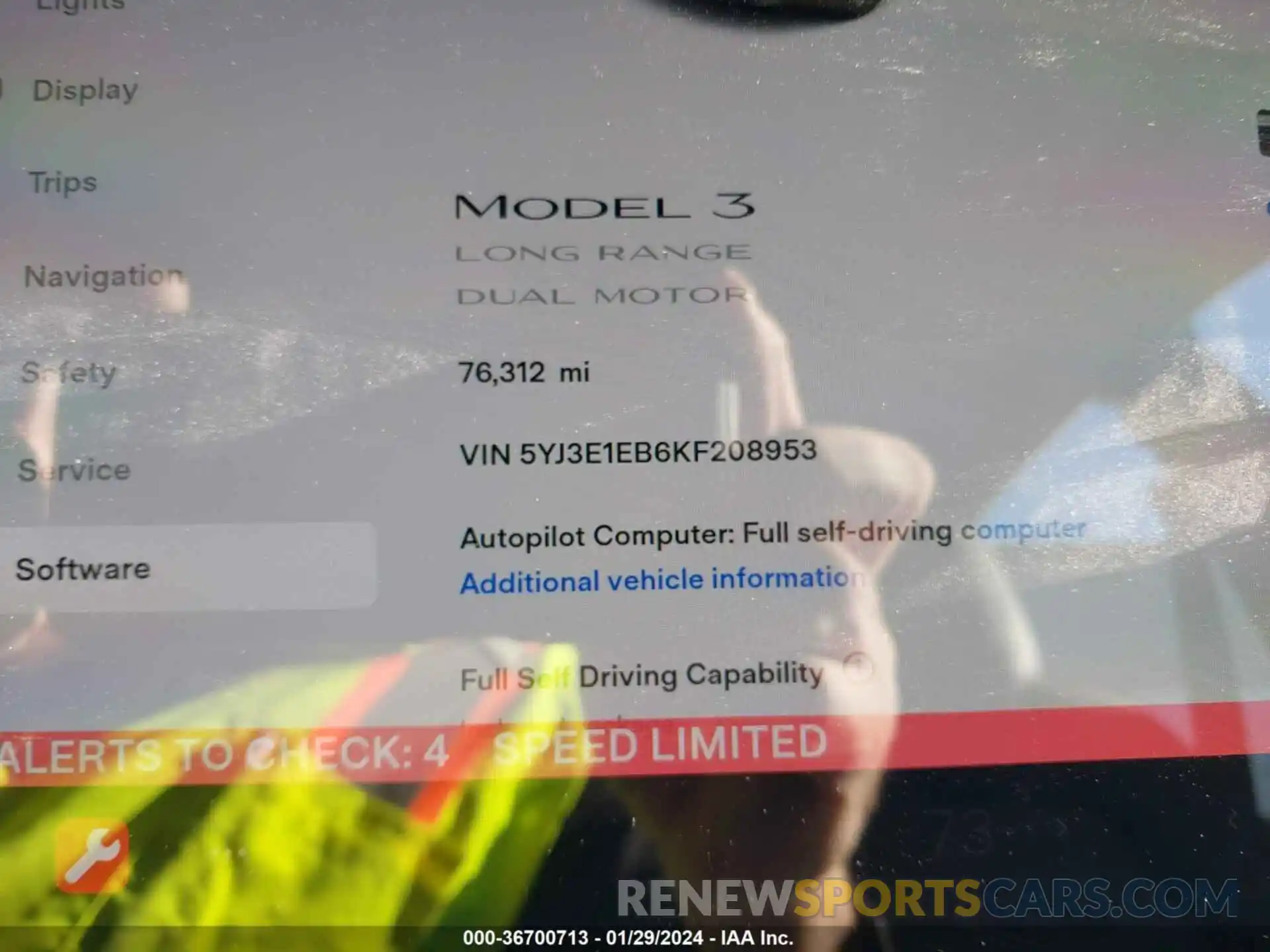 7 Photograph of a damaged car 5YJ3E1EB6KF208953 TESLA MODEL 3 2019