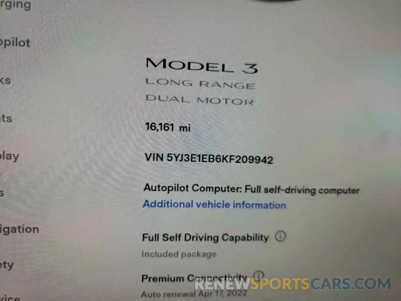 8 Photograph of a damaged car 5YJ3E1EB6KF209942 TESLA MODEL 3 2019