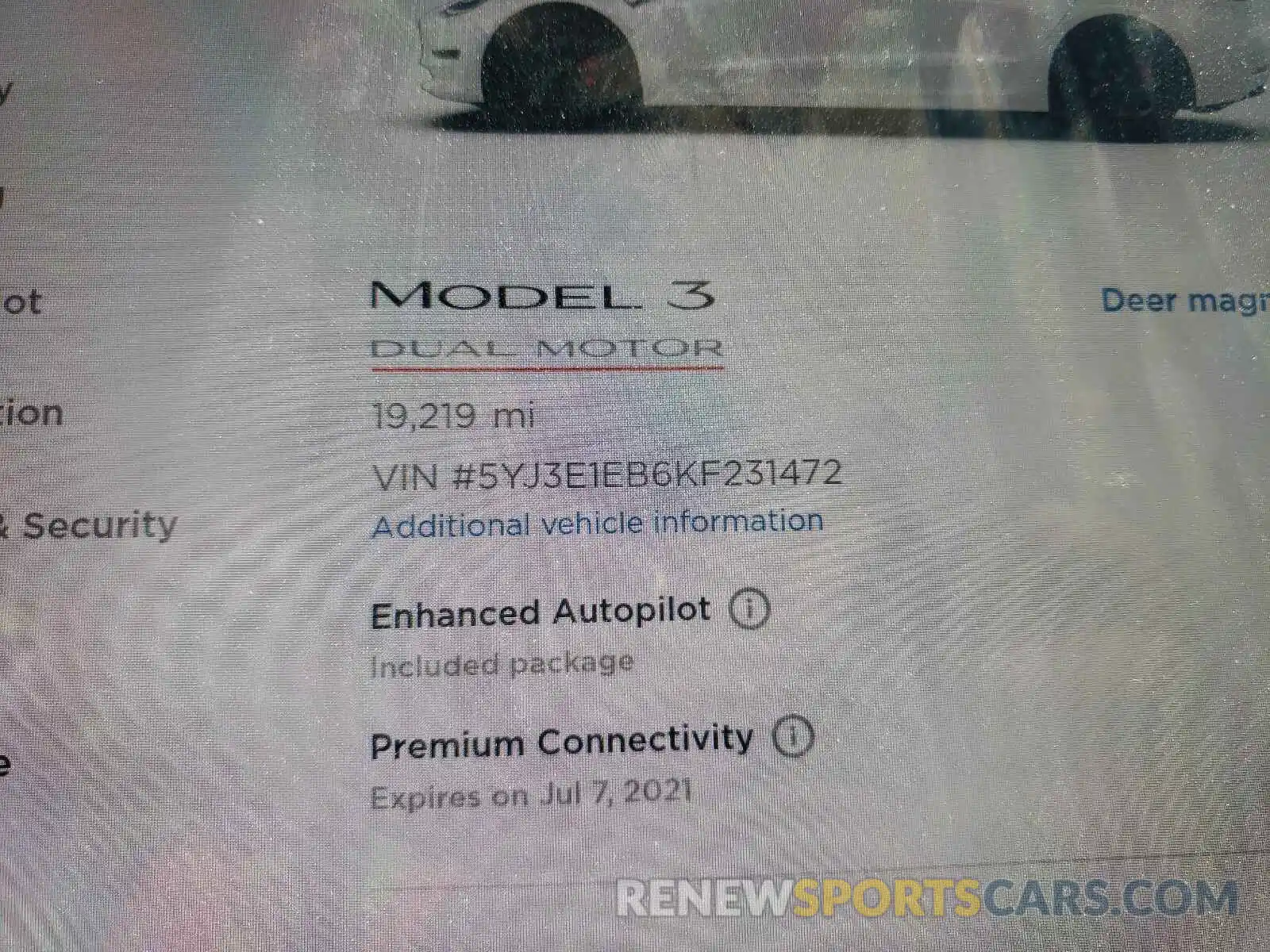 8 Photograph of a damaged car 5YJ3E1EB6KF231472 TESLA MODEL 3 2019