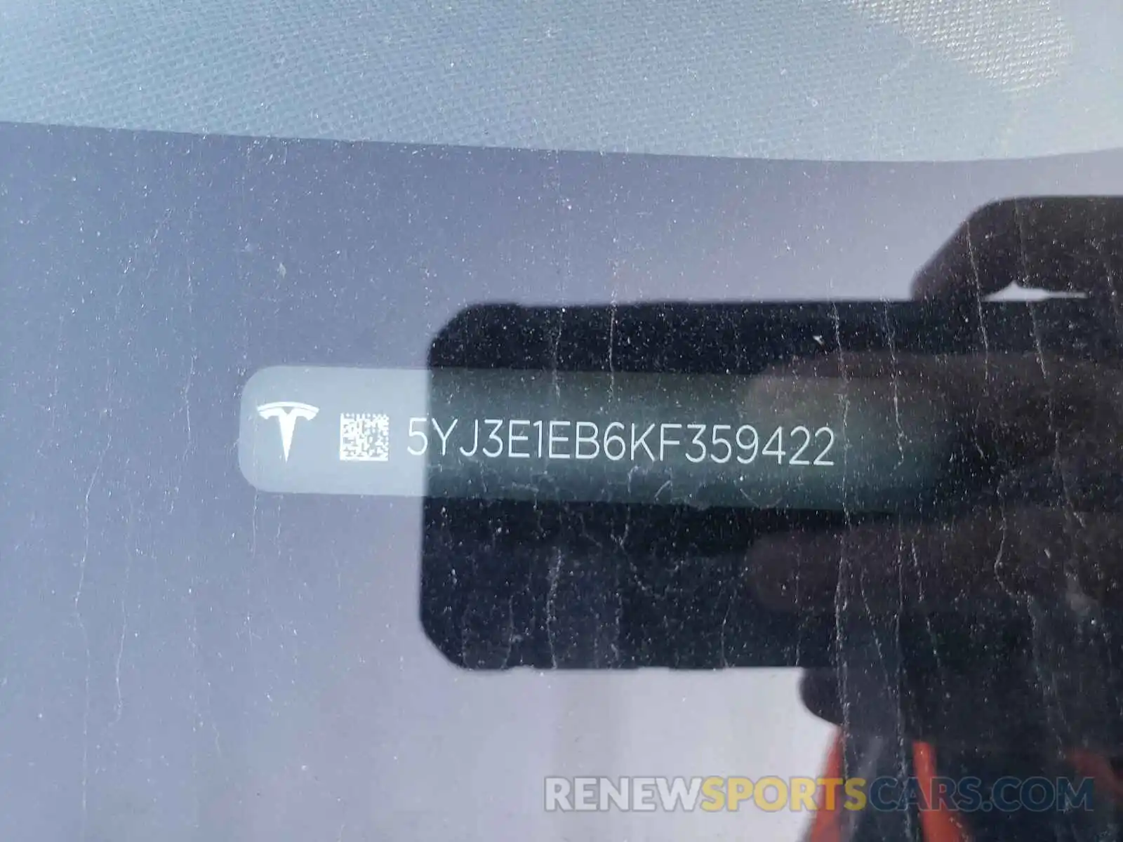 10 Photograph of a damaged car 5YJ3E1EB6KF359422 TESLA MODEL 3 2019