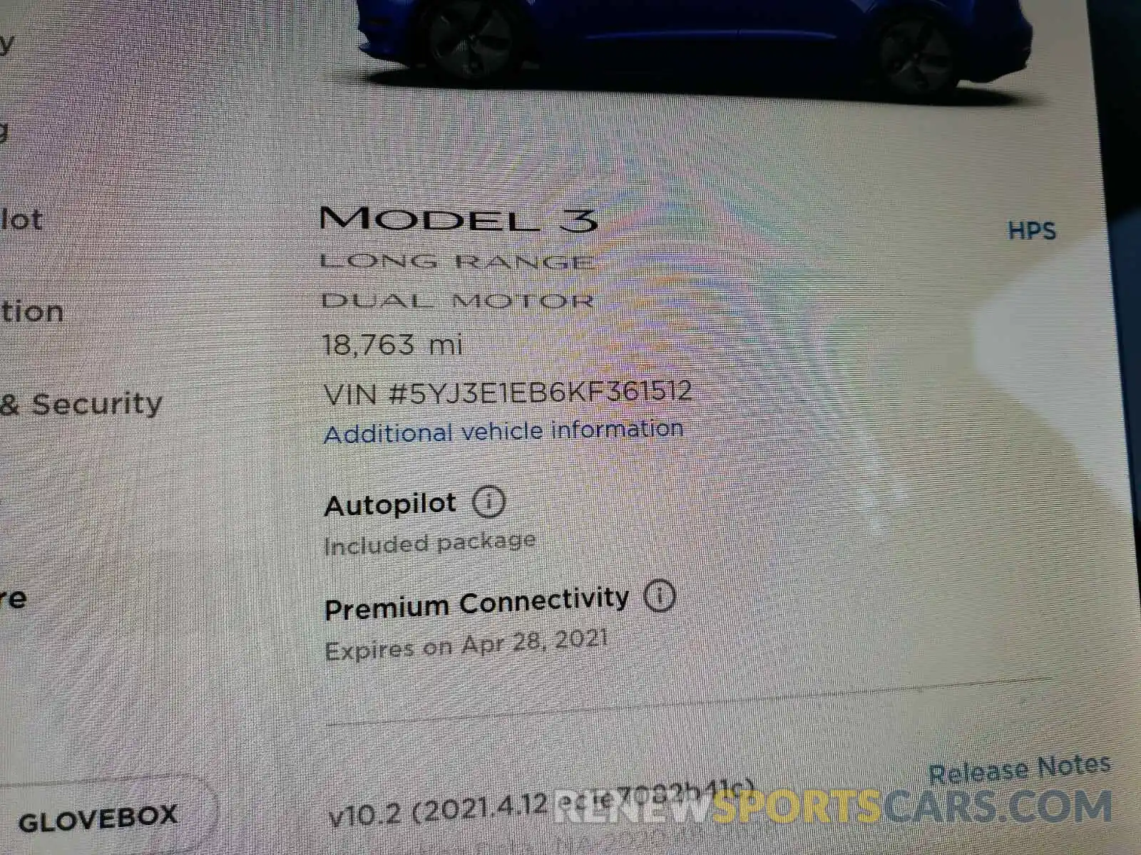 8 Фотография поврежденного автомобиля 5YJ3E1EB6KF361512 TESLA MODEL 3 2019