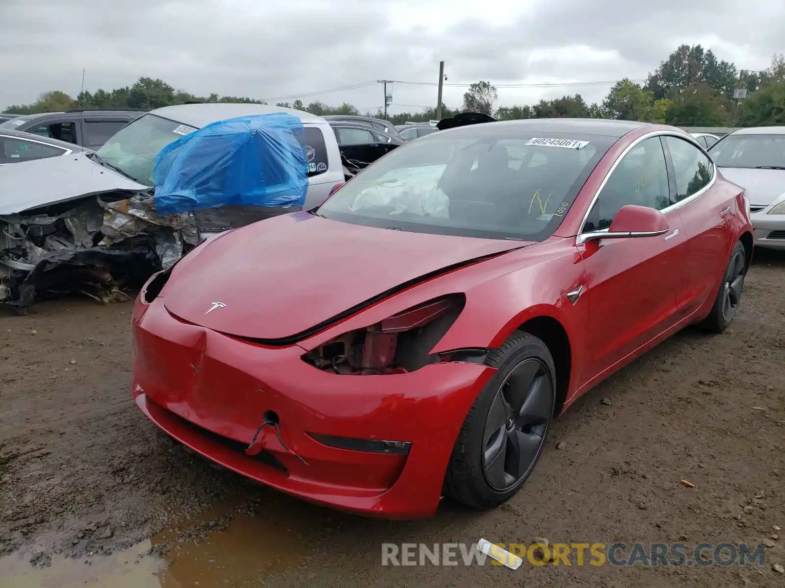 2 Photograph of a damaged car 5YJ3E1EB6KF387155 TESLA MODEL 3 2019