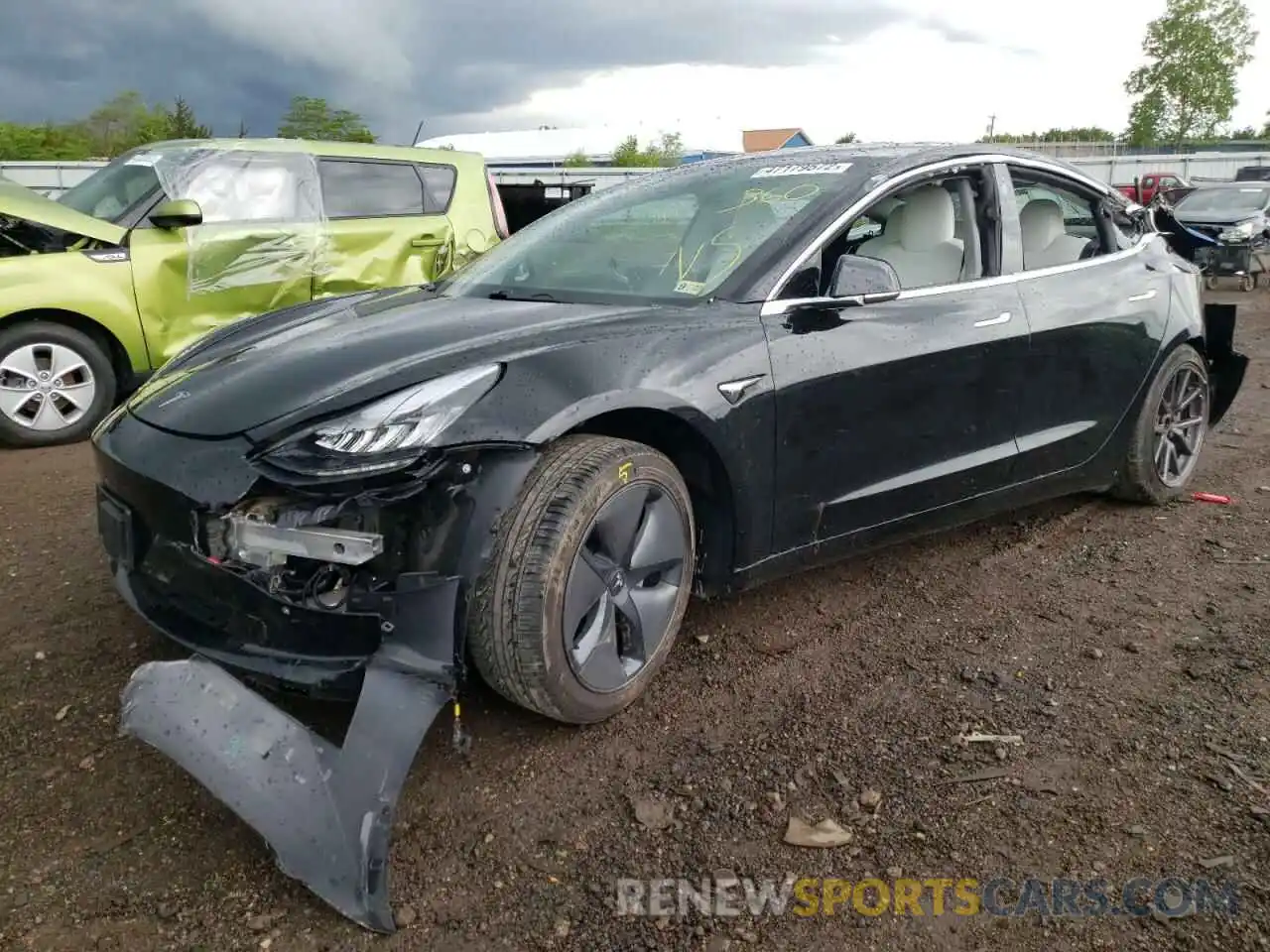 2 Photograph of a damaged car 5YJ3E1EB6KF390590 TESLA MODEL 3 2019