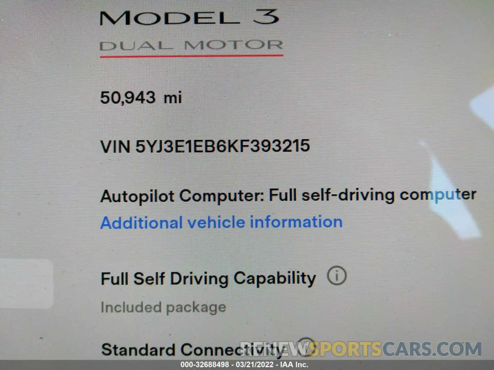 7 Photograph of a damaged car 5YJ3E1EB6KF393215 TESLA MODEL 3 2019