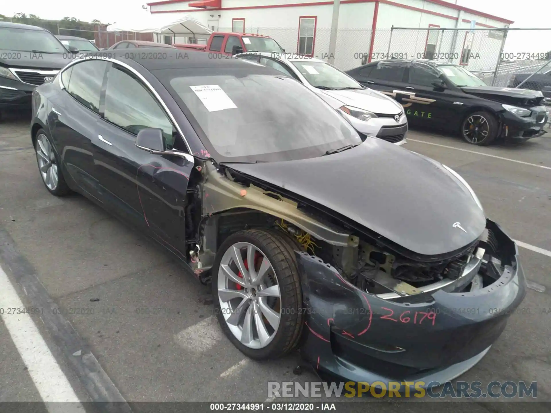 1 Photograph of a damaged car 5YJ3E1EB6KF393361 TESLA MODEL 3 2019