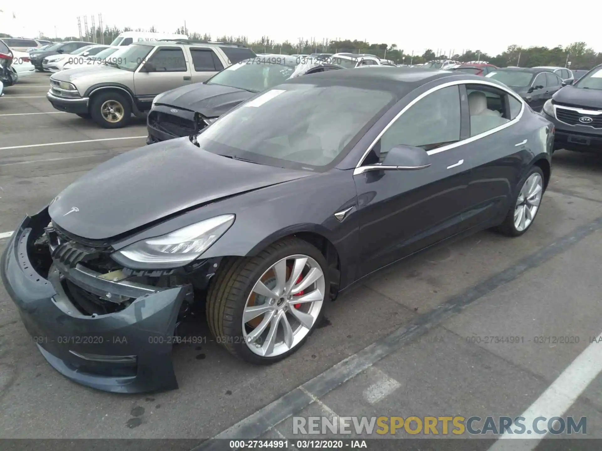 2 Photograph of a damaged car 5YJ3E1EB6KF393361 TESLA MODEL 3 2019